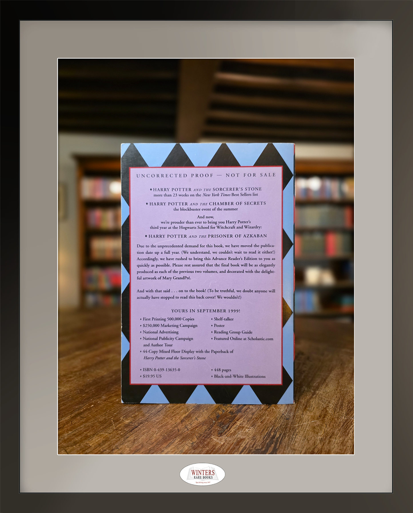Near pristine Advanced Reader Copy (ARC) of Harry Potter and the Prisoner of Azkaban - US edition