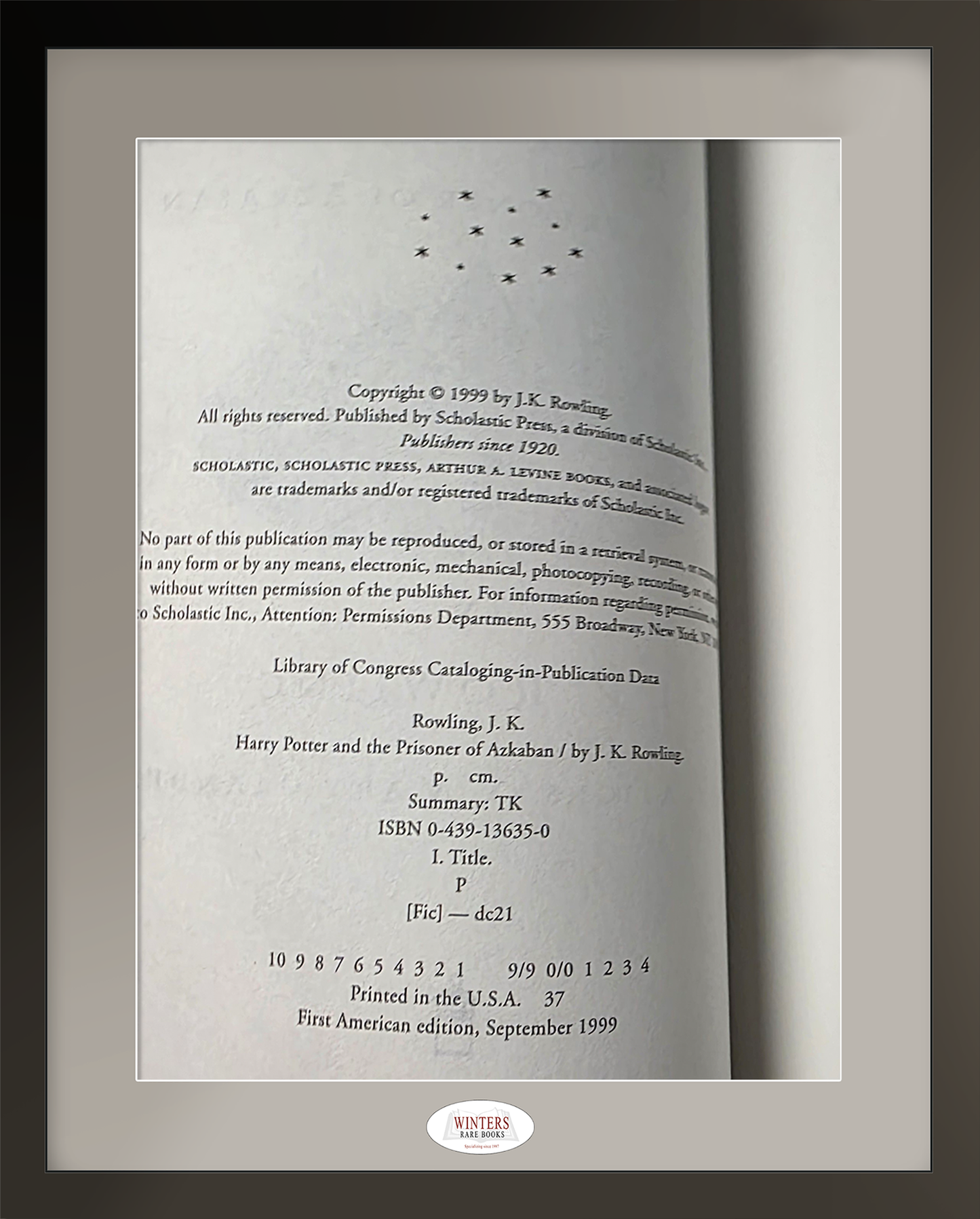 Near pristine Advanced Reader Copy (ARC) of Harry Potter and the Prisoner of Azkaban - US edition