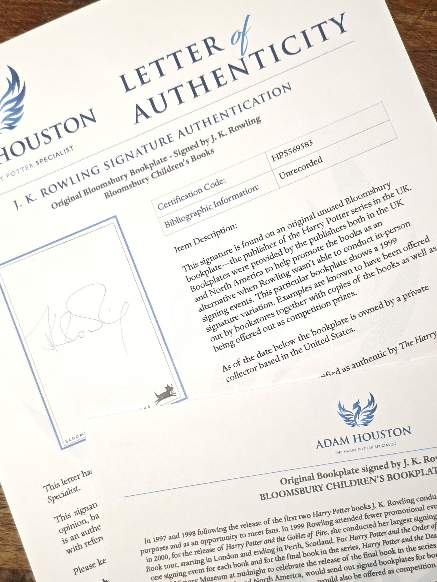 Harry Potter and the Prisoner of Azkaban – Uncorrected Proof Copy (Green Variant) – Signed Bloomsbury Bookplate