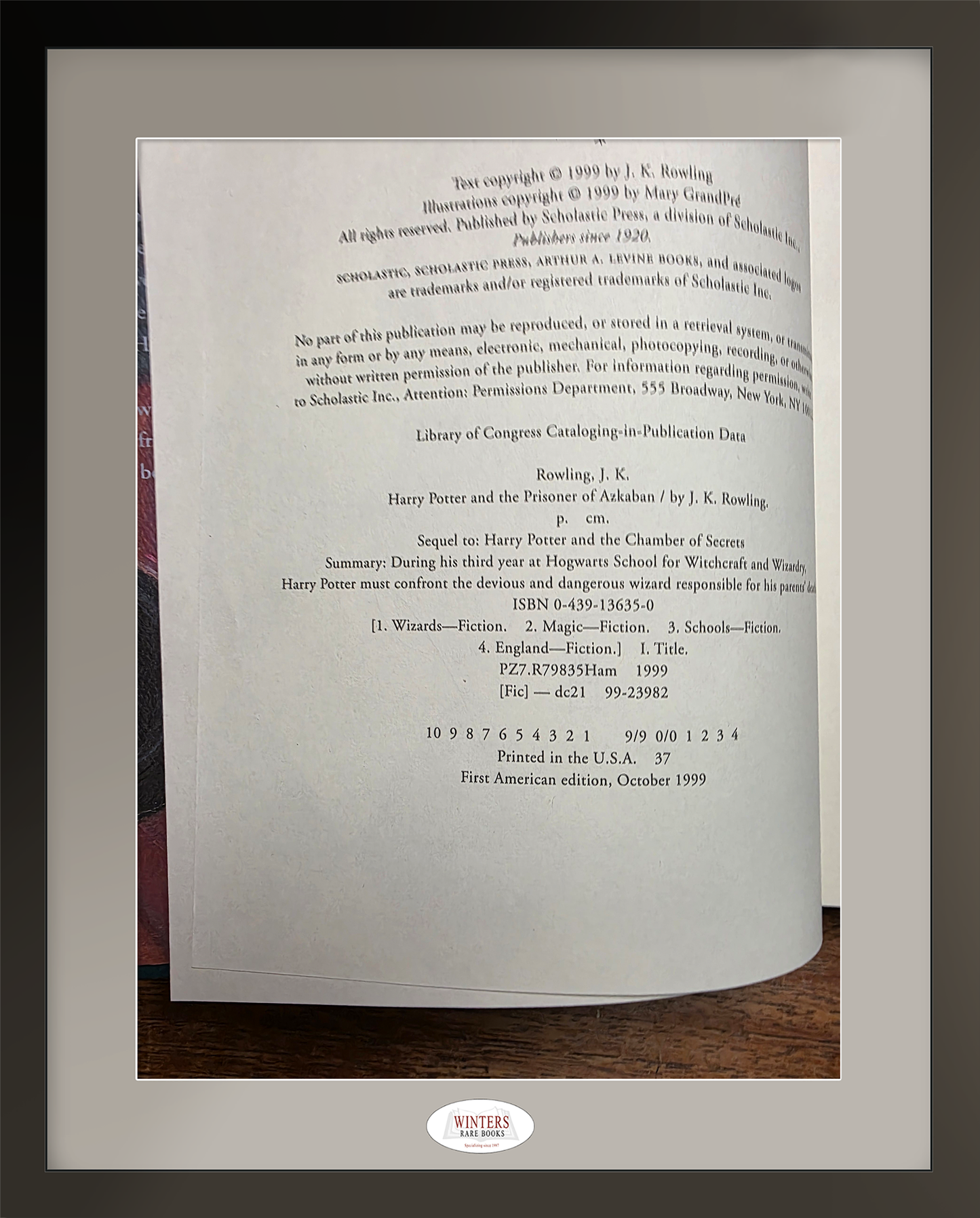 Harry Potter and the Prisoner of Azkaban – Signed first US edition, first printing