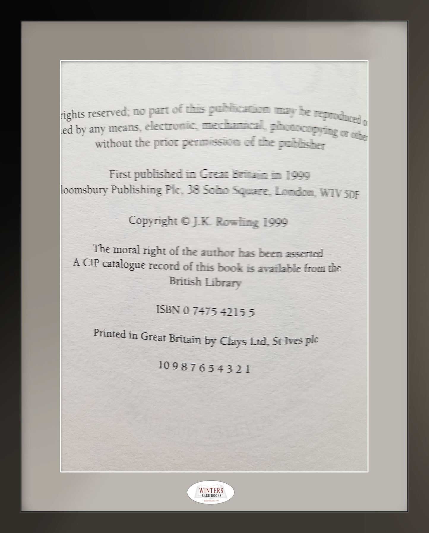 Harry Potter and the Prisoner of Azkaban - First Edition, First printing, Second State