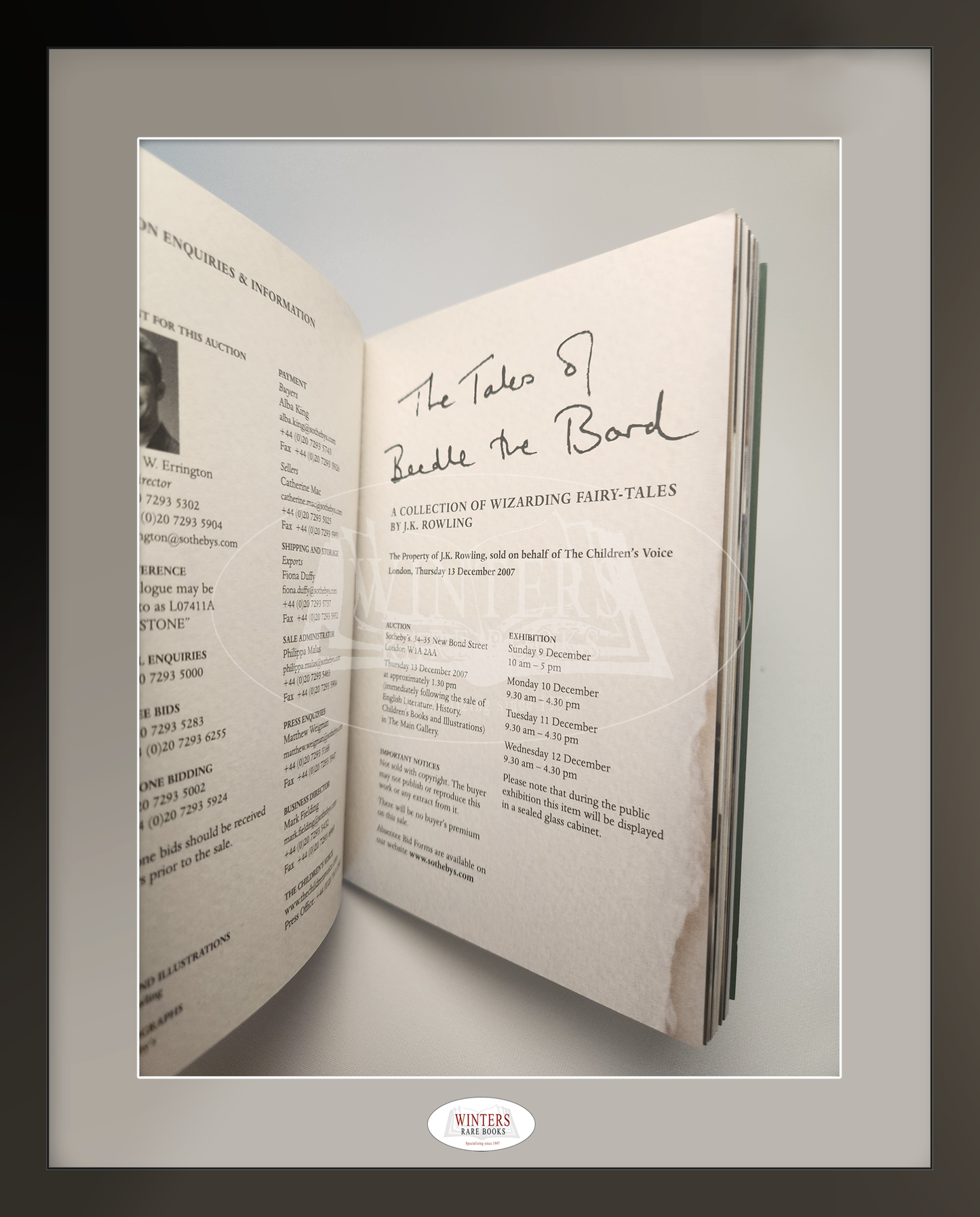 The Tales of Beedle the Bard, a Collection of Wizarding Fairy-Tales Sotheby’s 2007 Auction Catalogue