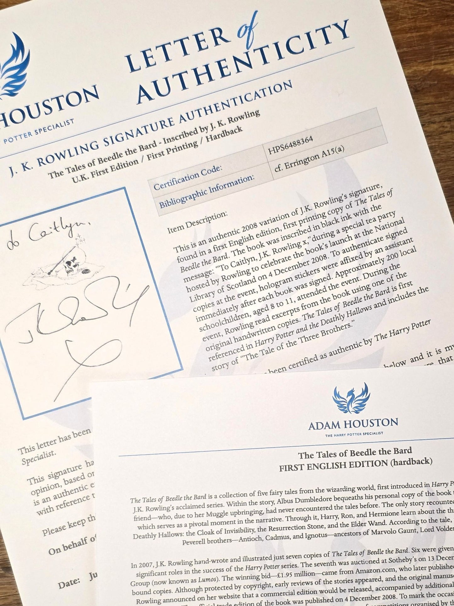 The Tales of Beedle the Bard - Scarce (1/200) authentic signed copy