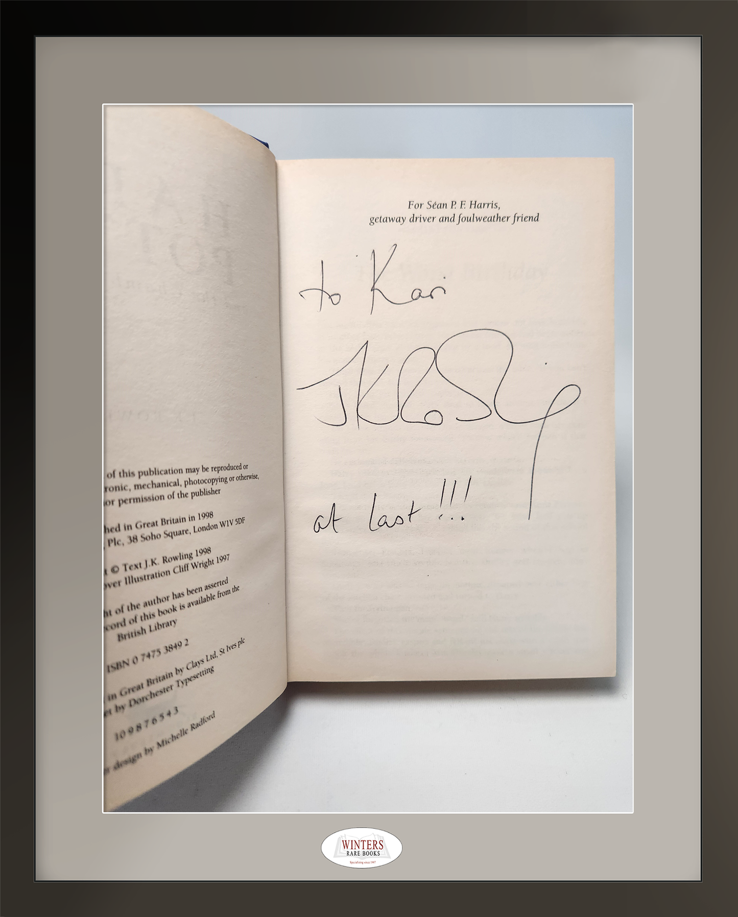Harry Potter and the Chamber of Secrets – inscribed and signed association copy