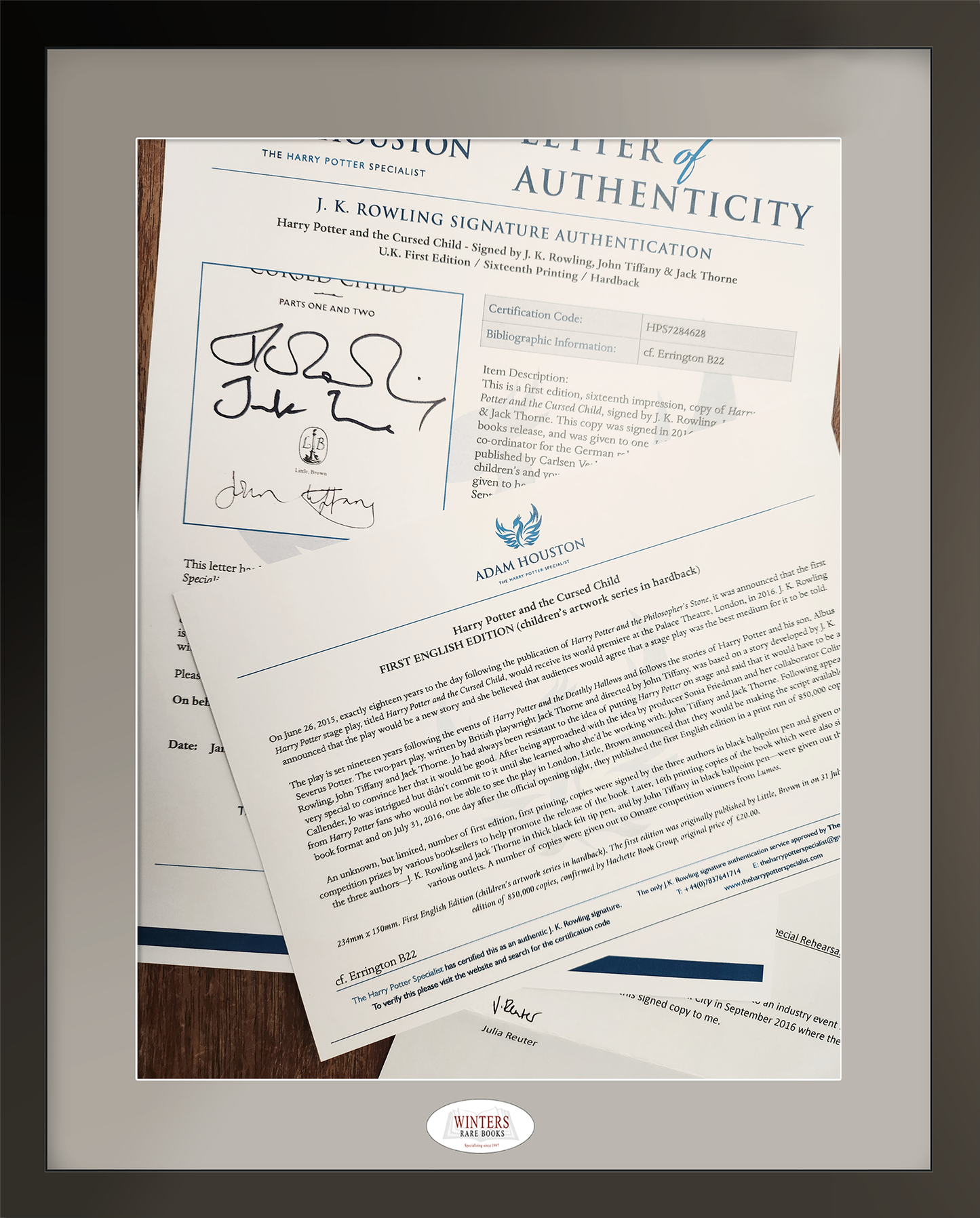 Harry Potter and the Cursed Child – Triple Signed Association Copy