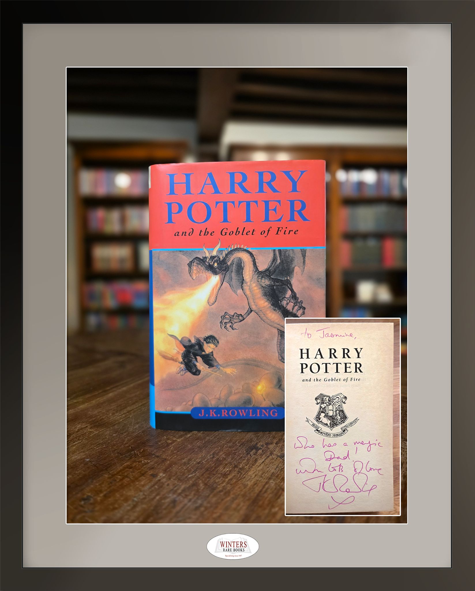 Harry P{otter and the Goblet of Fire inscribed Ted Smart first printing