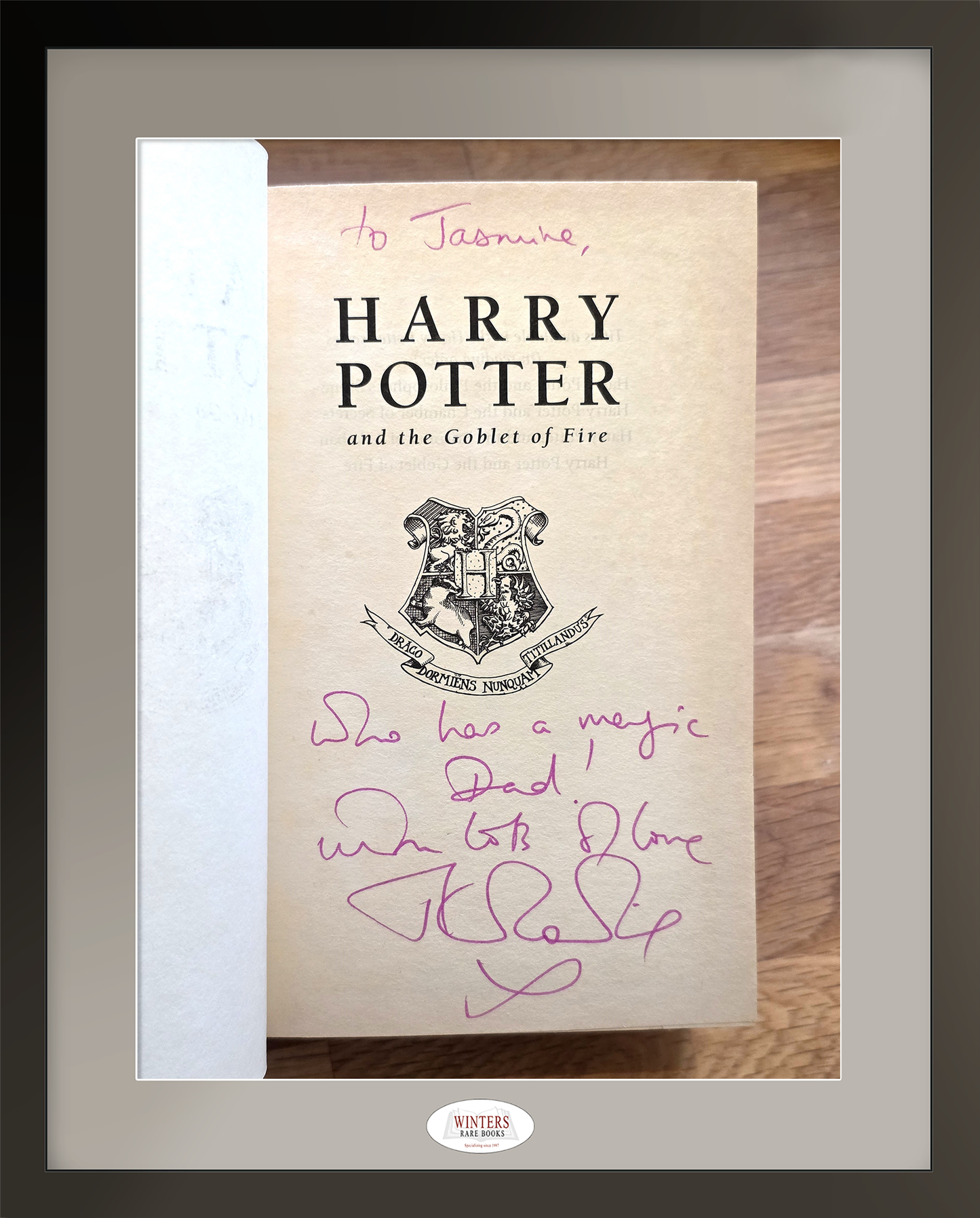 Harry Potter and the Goblet of Fire – Ultra-rare (1/1) inscribed first Ted Smart edition, first printing