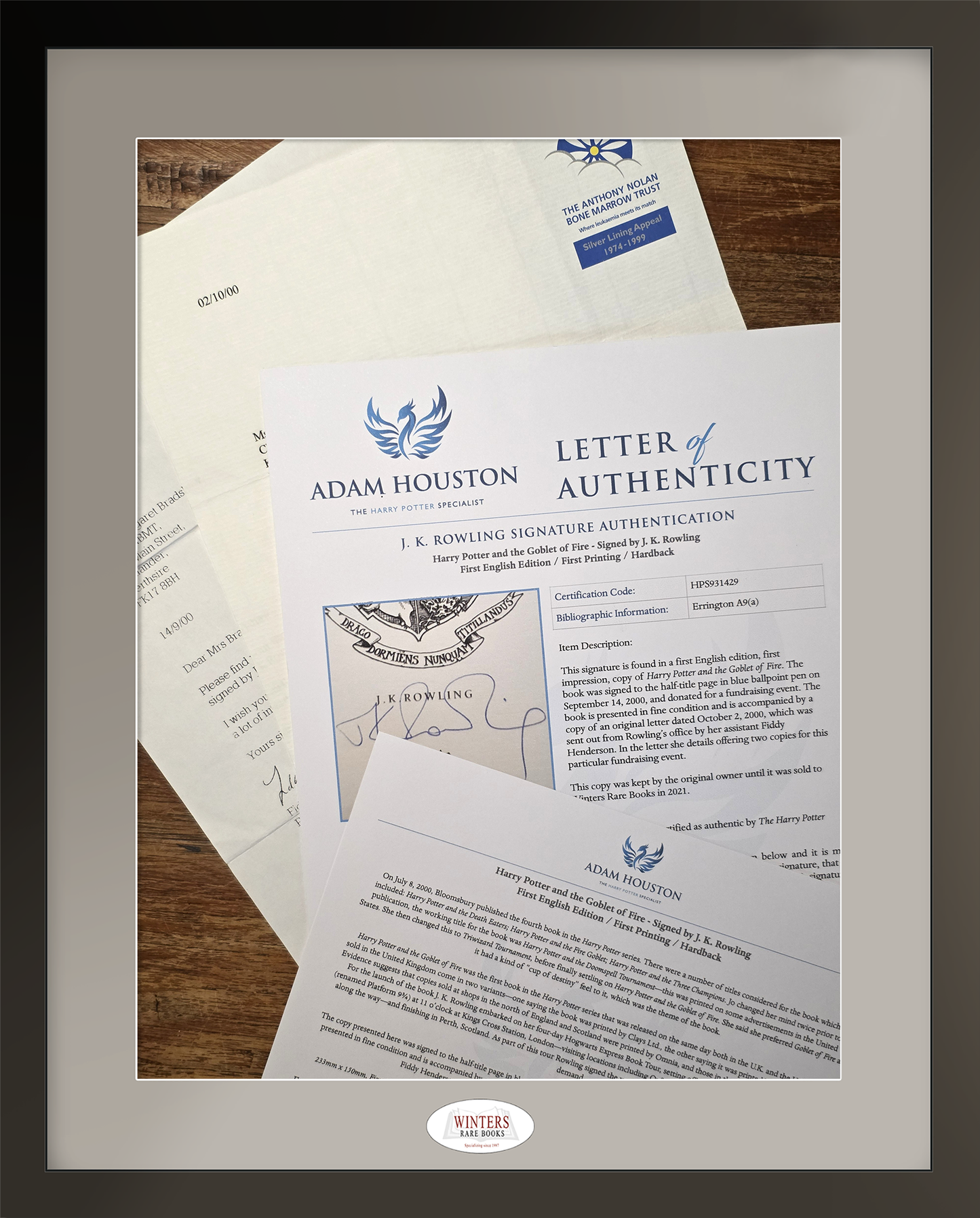 Harry Potter and the Goblet of Fire First UK Bloomsbury edition, first printing — exceptionally signed