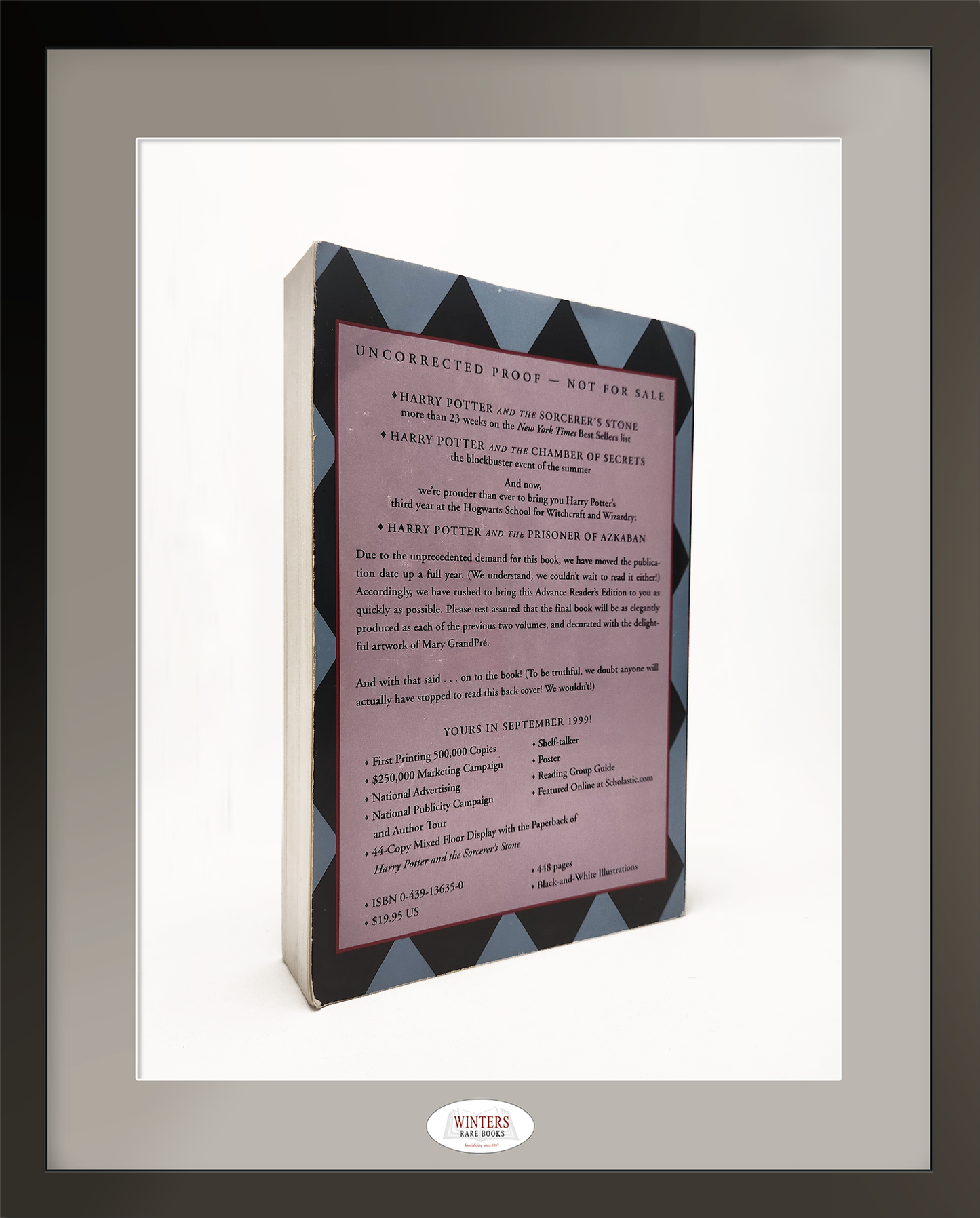 Advanced Reader Copy (ARC) US edition Harry Potter and the Prisoner of Azkaban