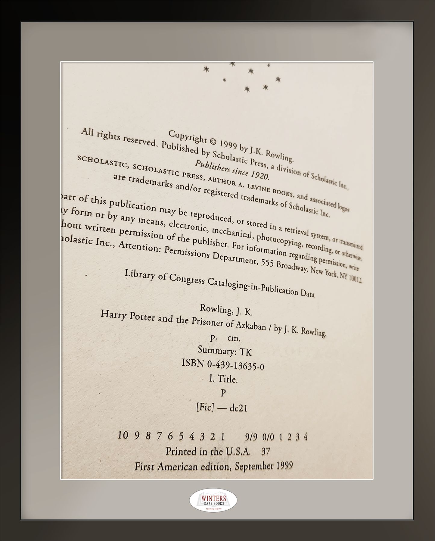 Advanced Reader Copy (ARC) US edition Harry Potter and the Prisoner of Azkaban