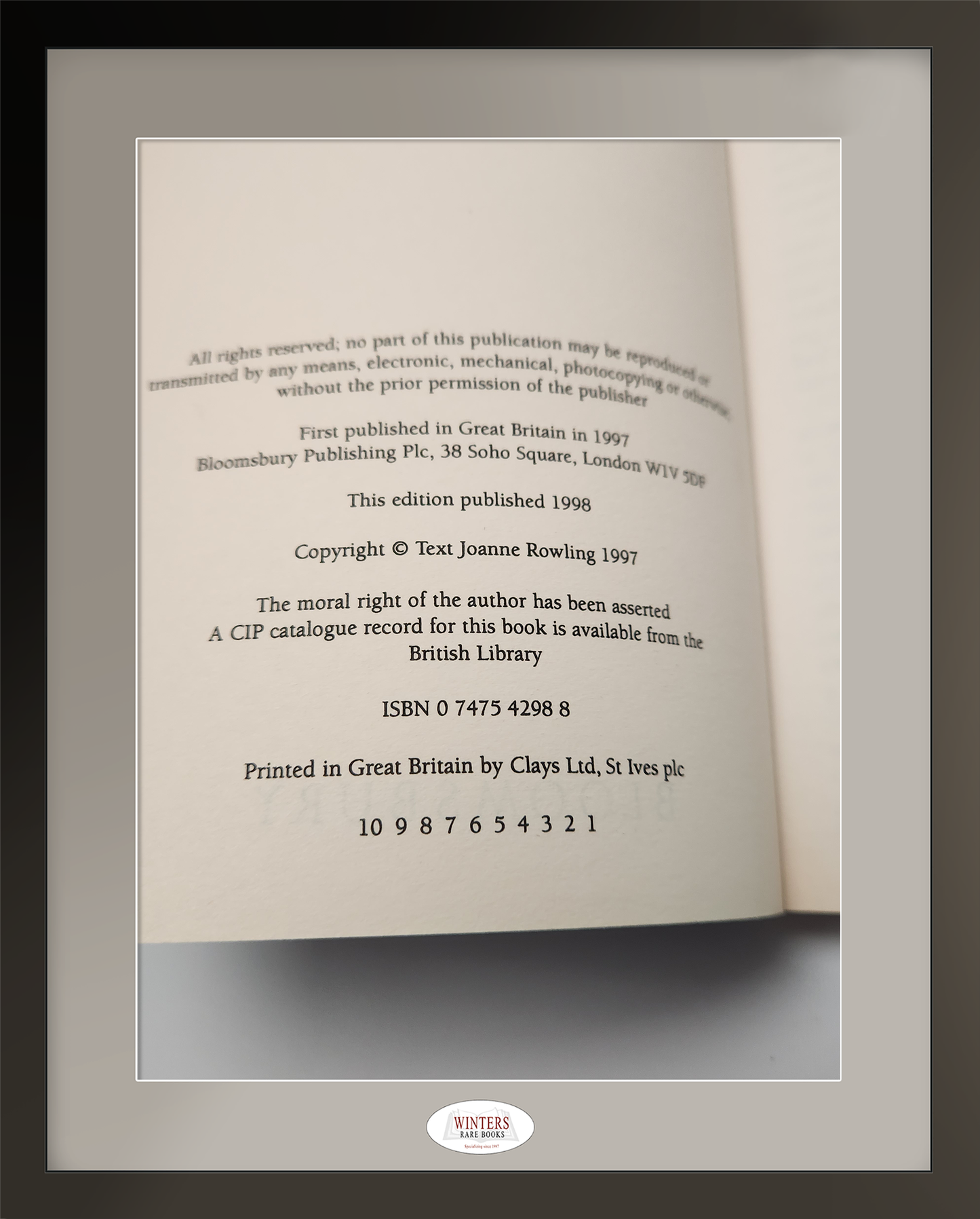 Harry Potter and the Philosopher’s Stone – 1st Adult Edition, 1st Printing
