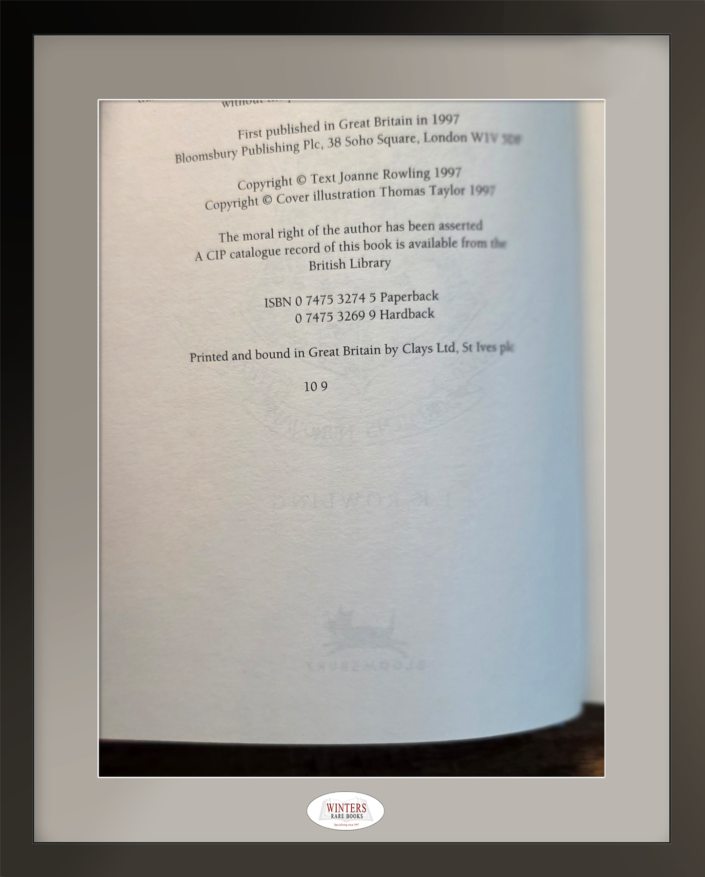 Harry Potter and the Philosopher’s Stone – Scarce First Hardcover Edition, 9th Bloomsbury Printing - 1 Wand error