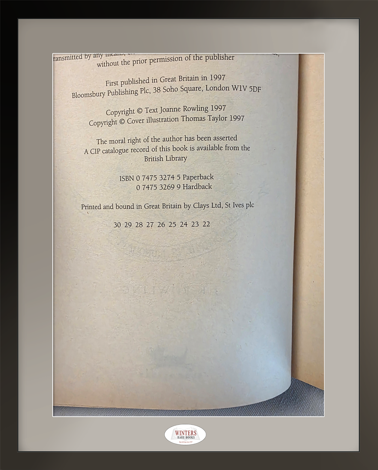 Harry Potter and the Philosopher’s Stone – 22th hardback printing