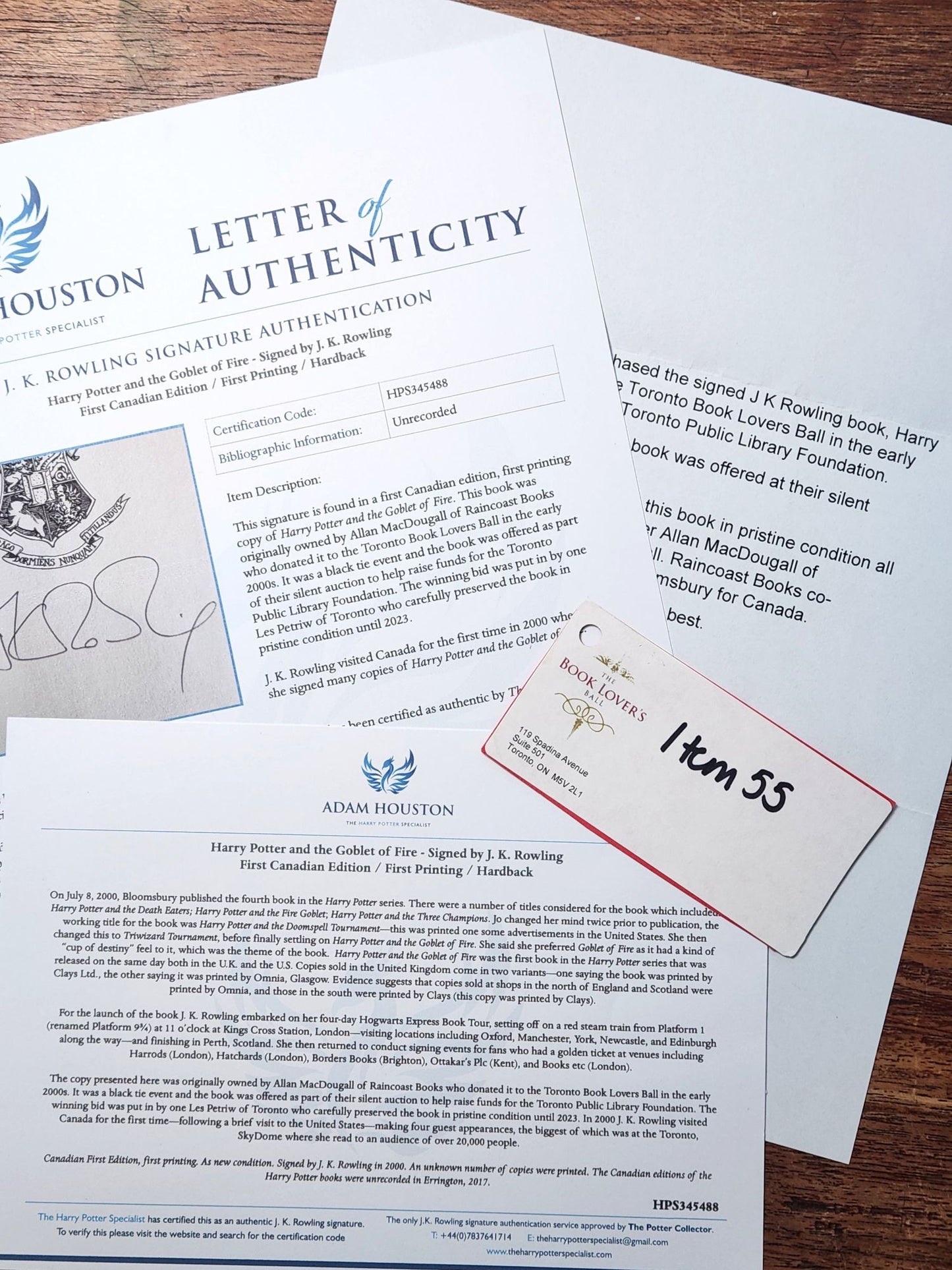 Harry Potter and the Goblet of Fire - Signed Canadian first edition, first printing