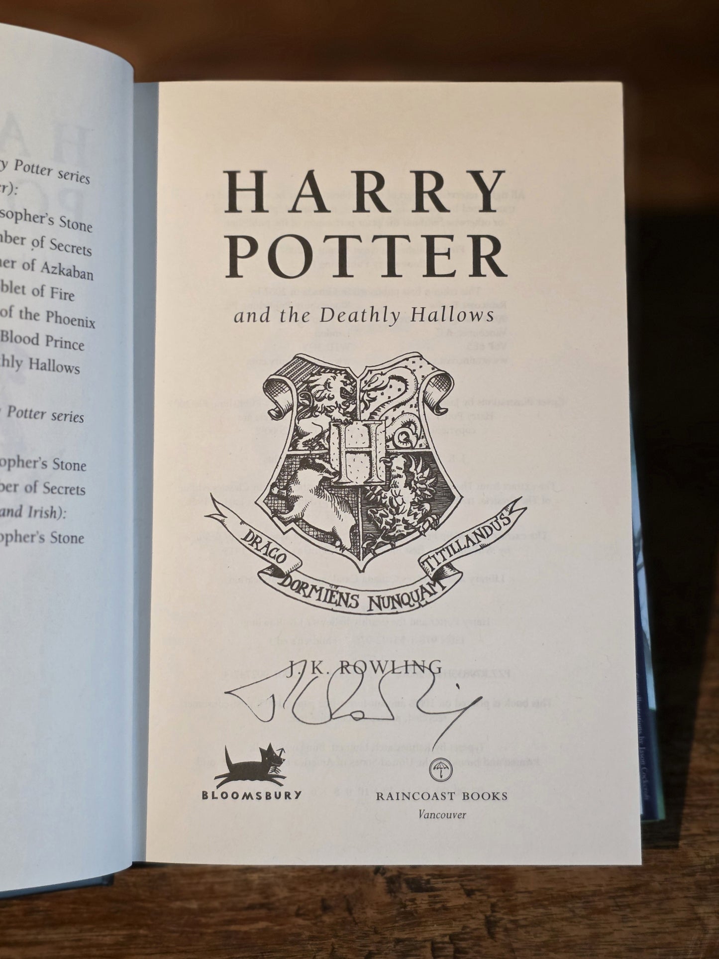 Harry Potter and the Deathly Hallows – Signed Canadian association copy