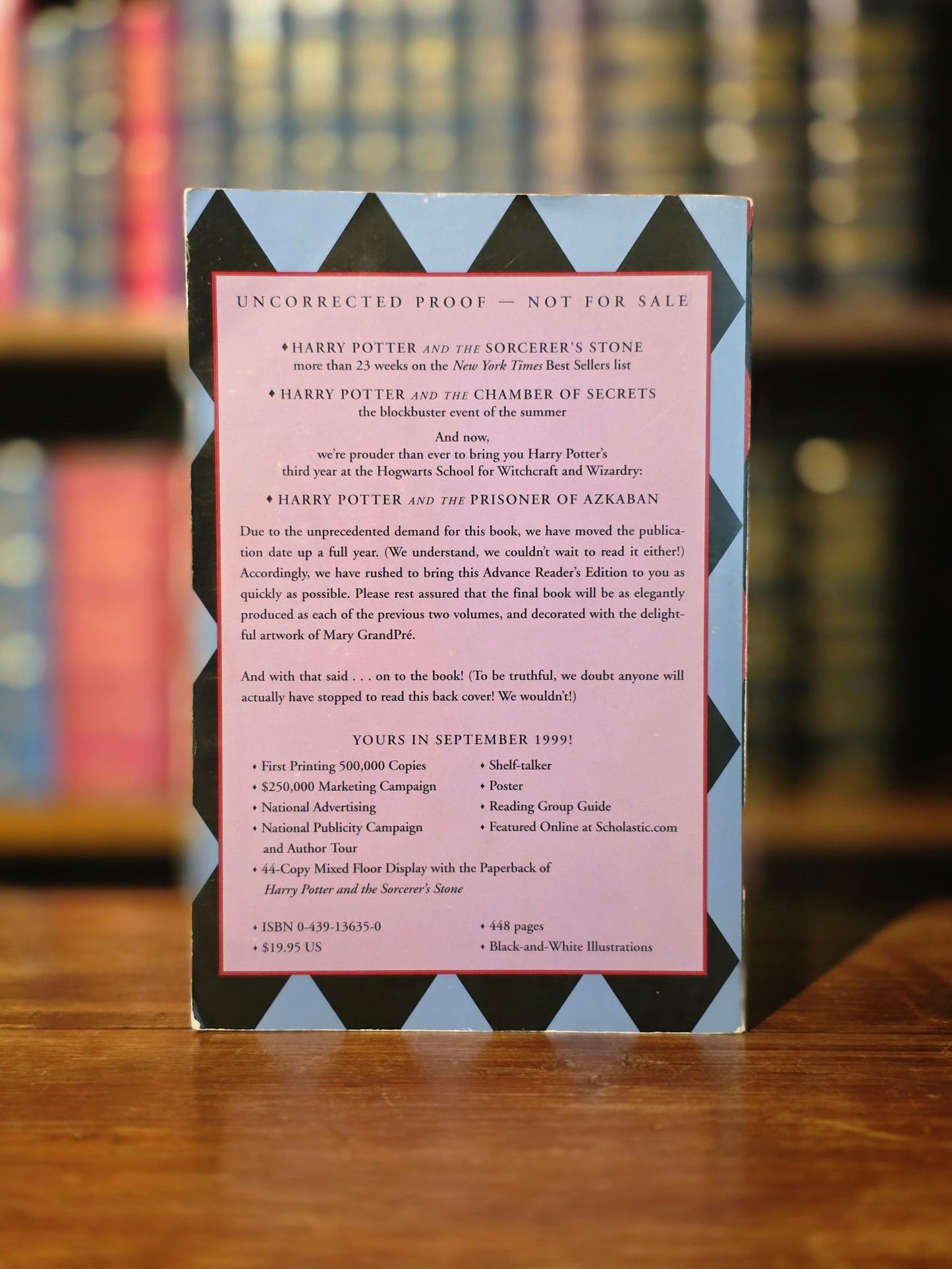 Advanced Reader Copy (ARC) US edition Harry Potter and the Prisoner of Azkaban