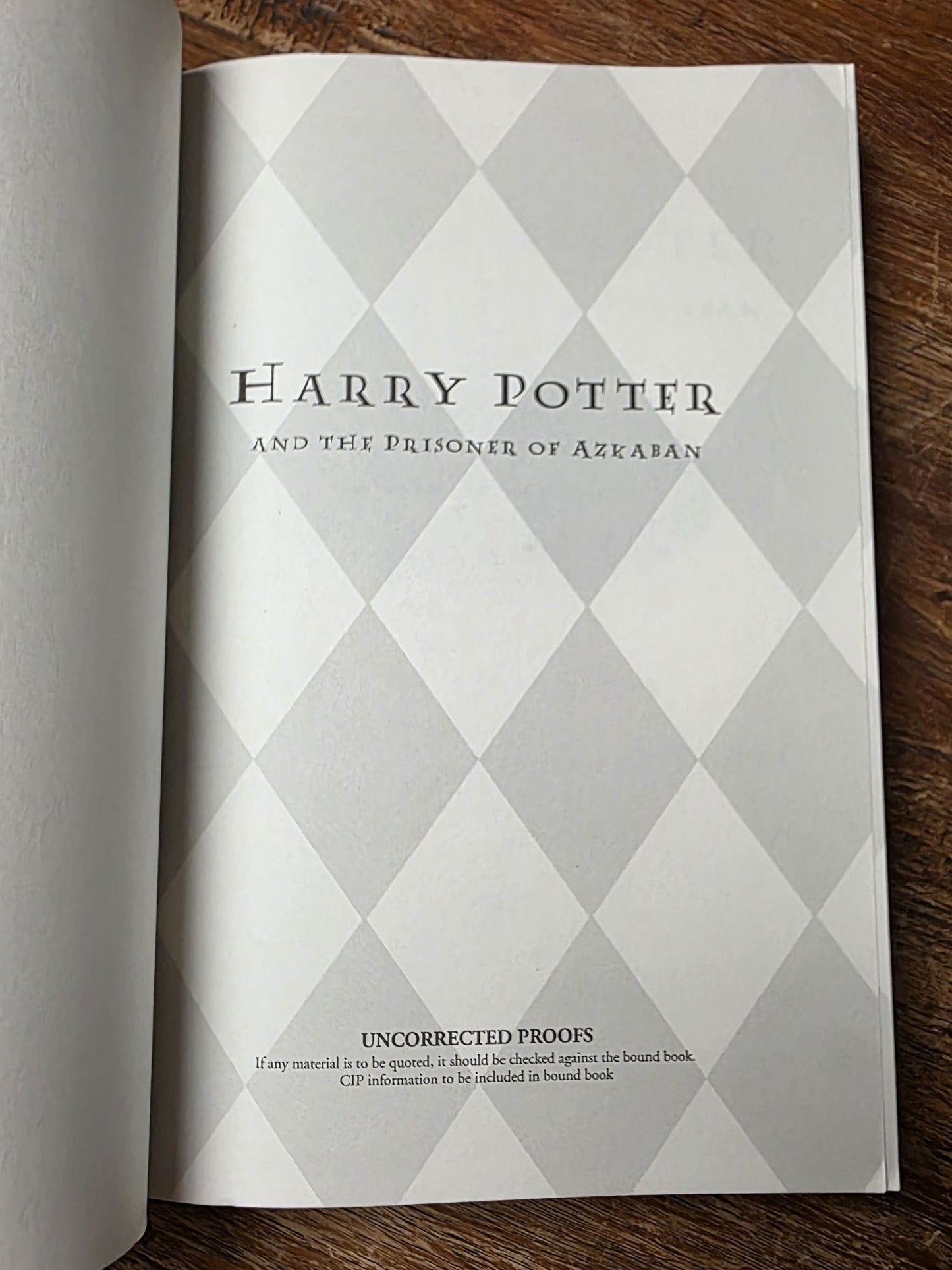 Near pristine Advanced Reader Copy (ARC) of Harry Potter and the Prisoner of Azkaban