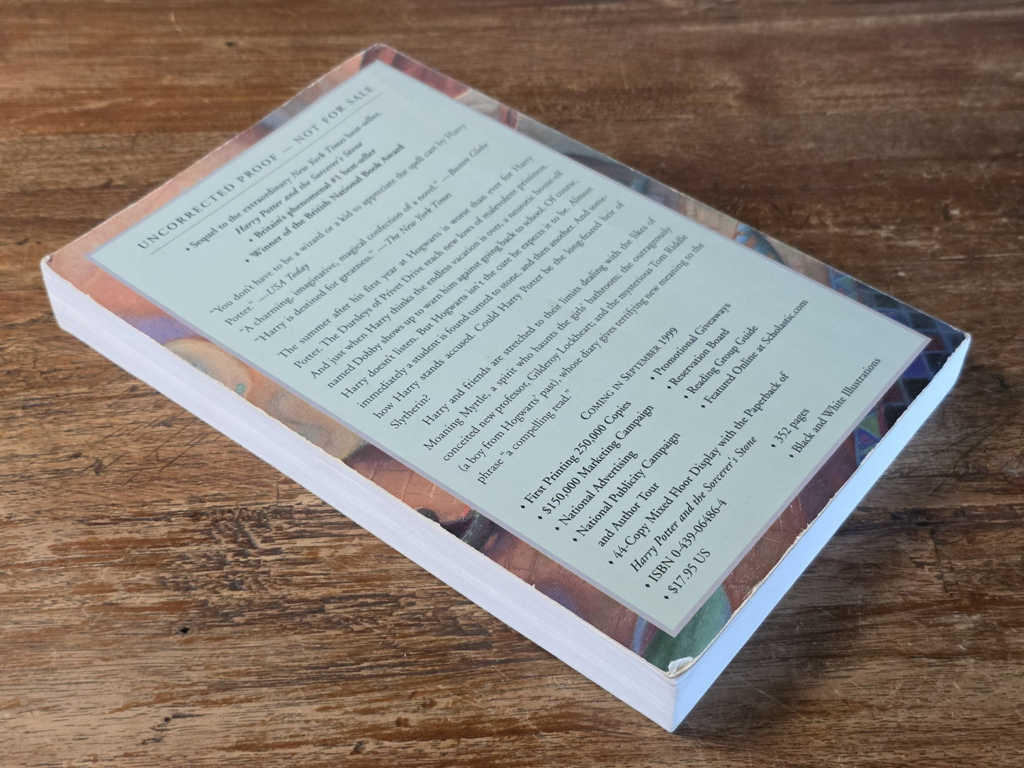 Harry Potter and the Chamber of Secrets — Uncorrected Proof ARC (Advanced Reader Copy), U.S.
