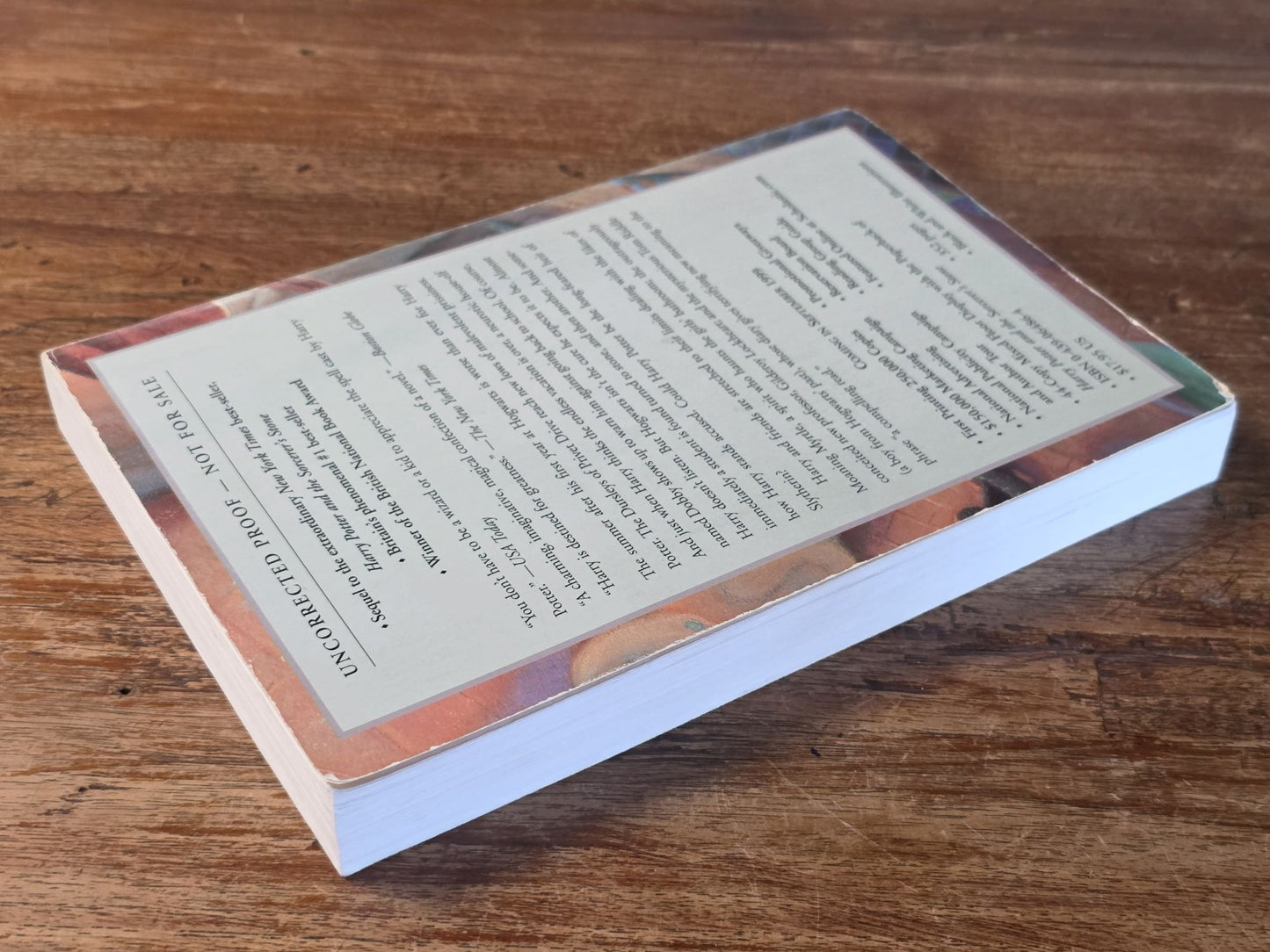 Harry Potter and the Chamber of Secrets — Uncorrected Proof ARC (Advanced Reader Copy), U.S.