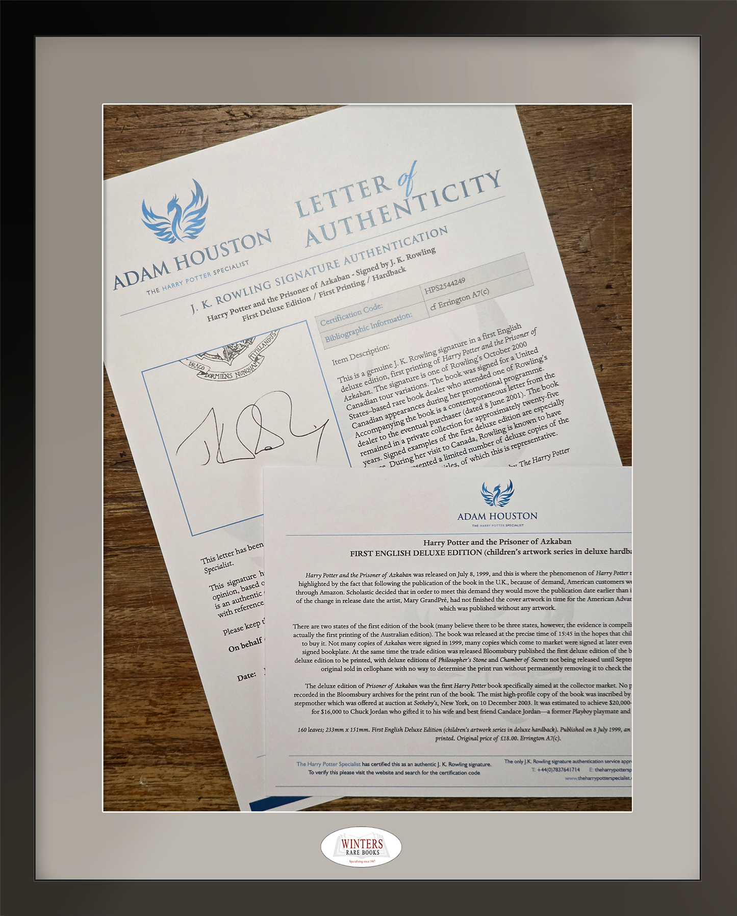 Harry Potter and the Prisoner of Azkaban - Deluxe edition, first printing, signed