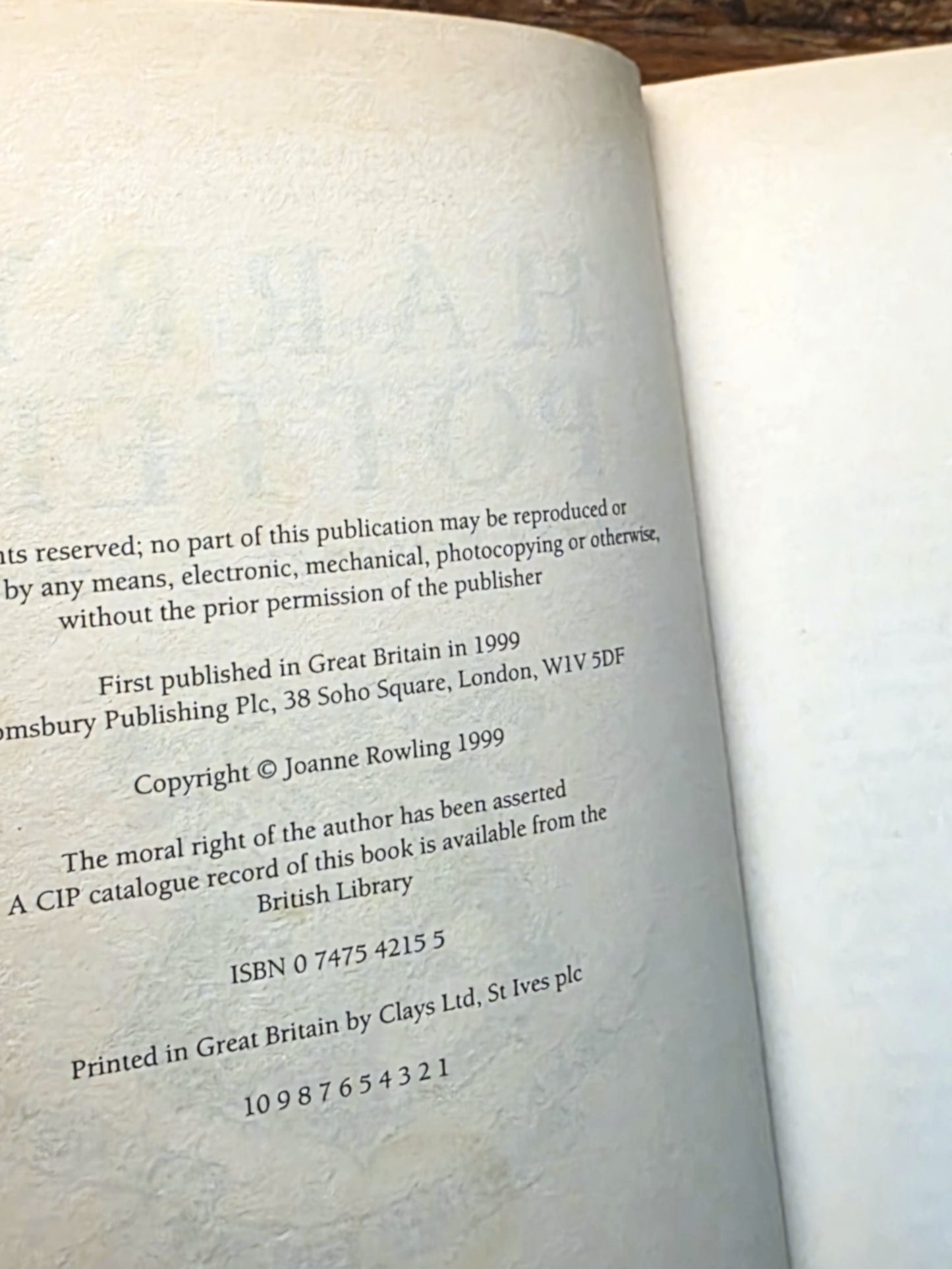 Harry Potter and the Prisoner of Azkaban – First edition, First Printing, First State