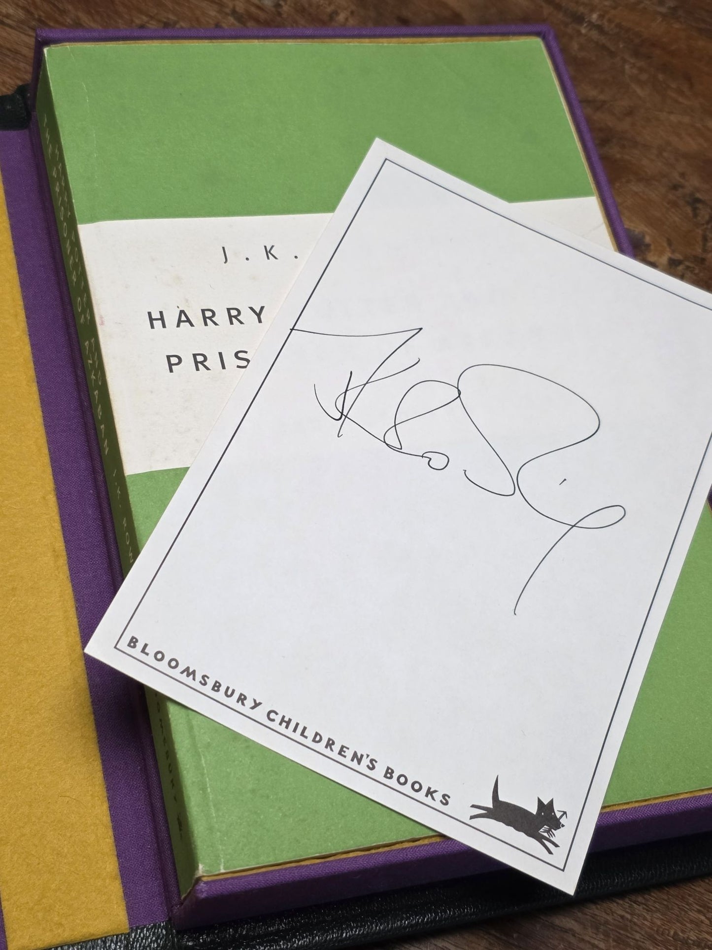 Harry Potter and the Prisoner of Azkaban – Uncorrected Proof Copy (Green Variant) – Signed Bloomsbury Bookplate