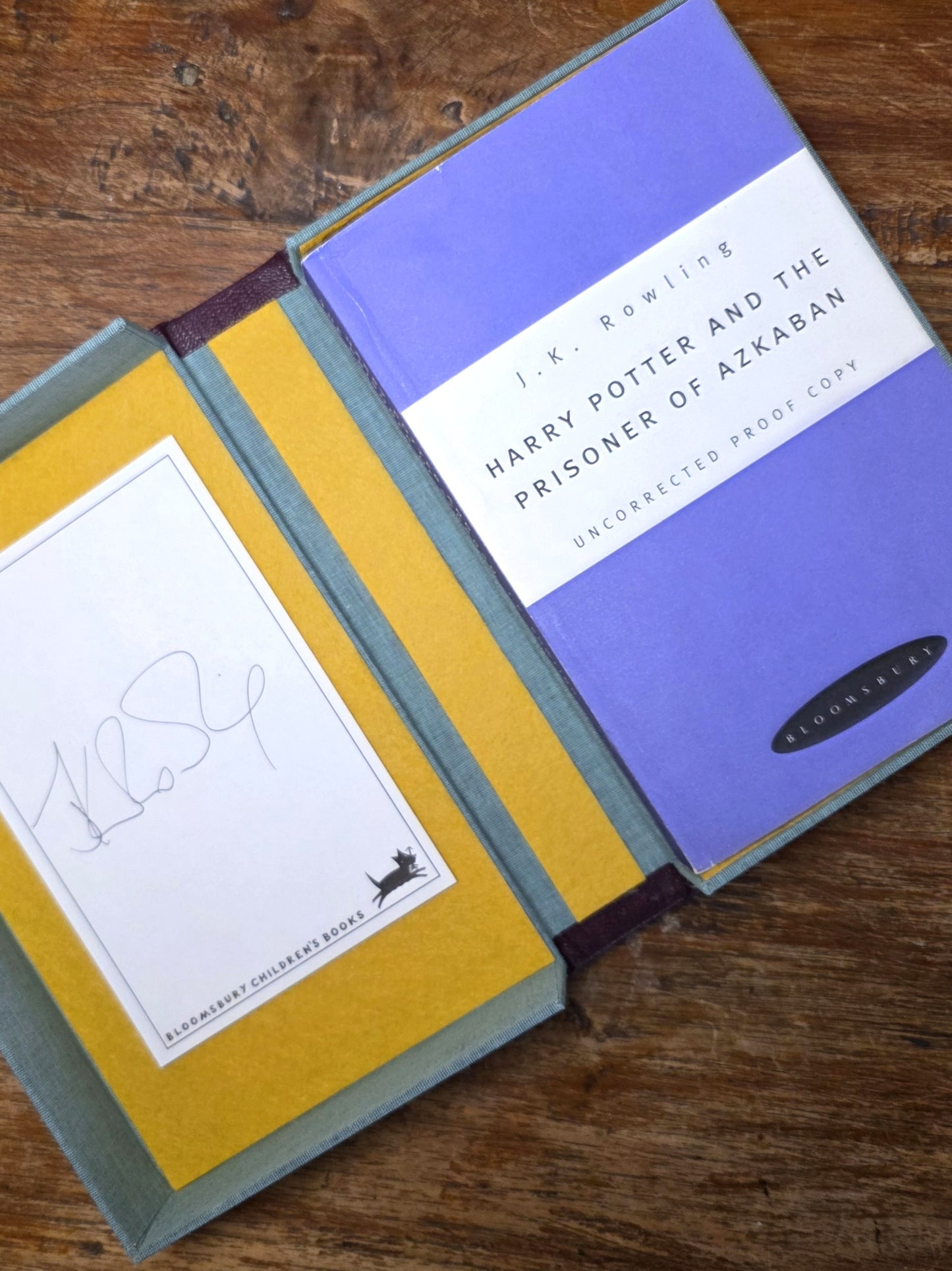 Harry Potter and the Prisoner of Azkaban - Uncorrected Proof Copy (Purple Variant) - Signed Bloomsbury Bookplate