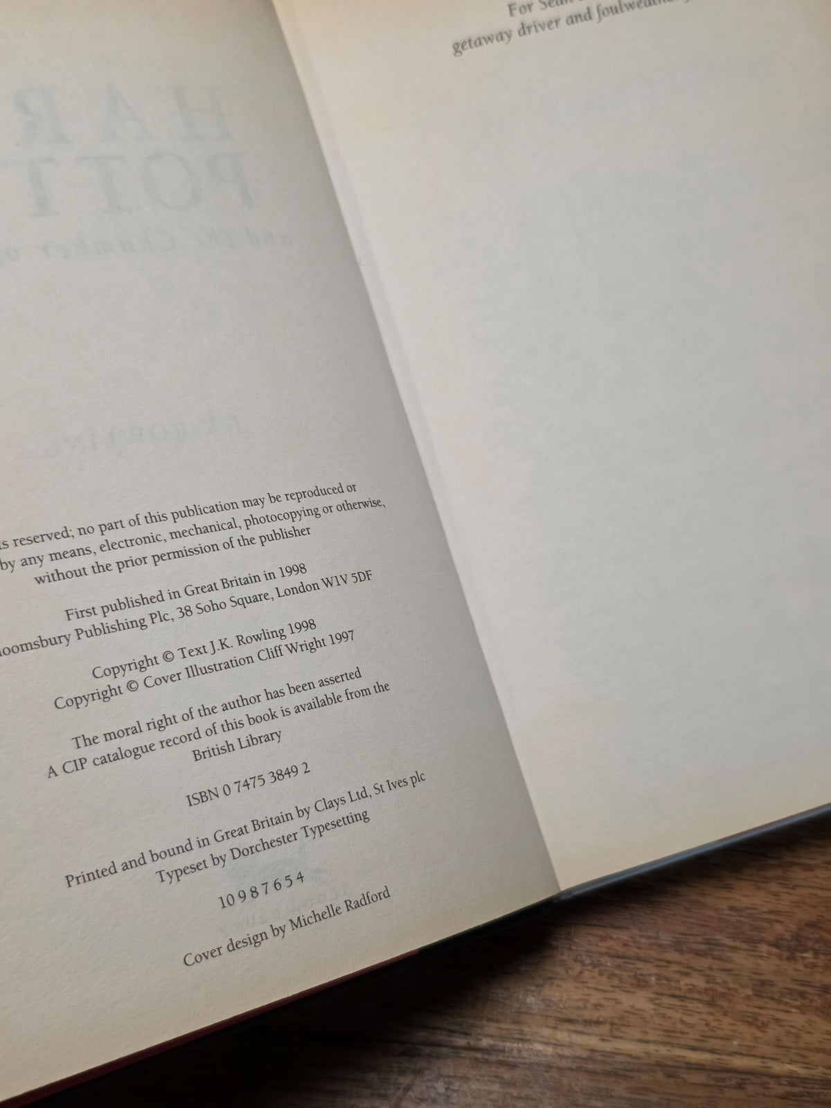Harry Potter and the Chamber of Secrets – First UK edition, fourth hardback printing