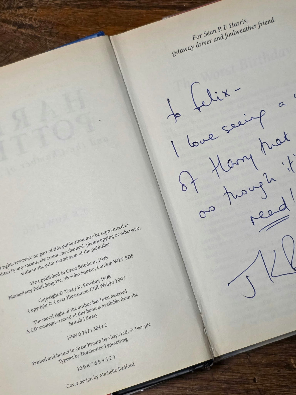 Harry Potter and the Chamber of Secrets - charmingly inscribed first printing