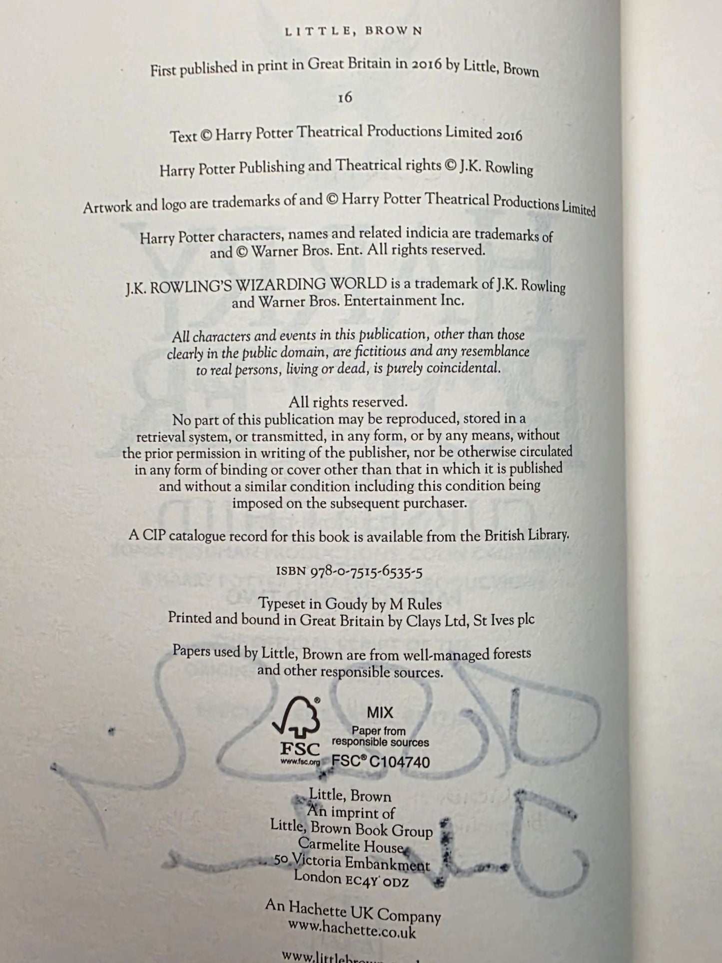 Harry Potter and the Cursed Child – Signed by J.K. Rowling, John Tiffany & Jack Thorne
