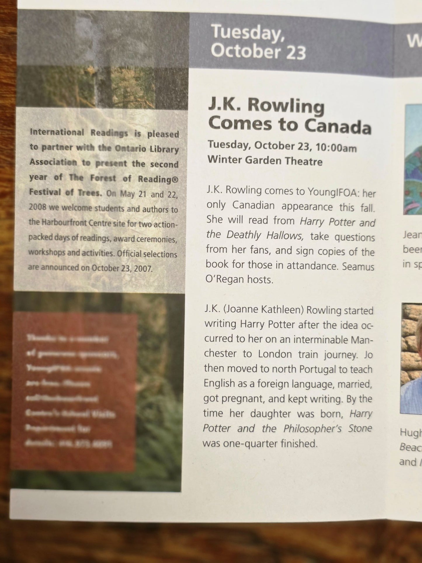 Harry Potter and the Deathly Hallows – signed with Canadian ephemera