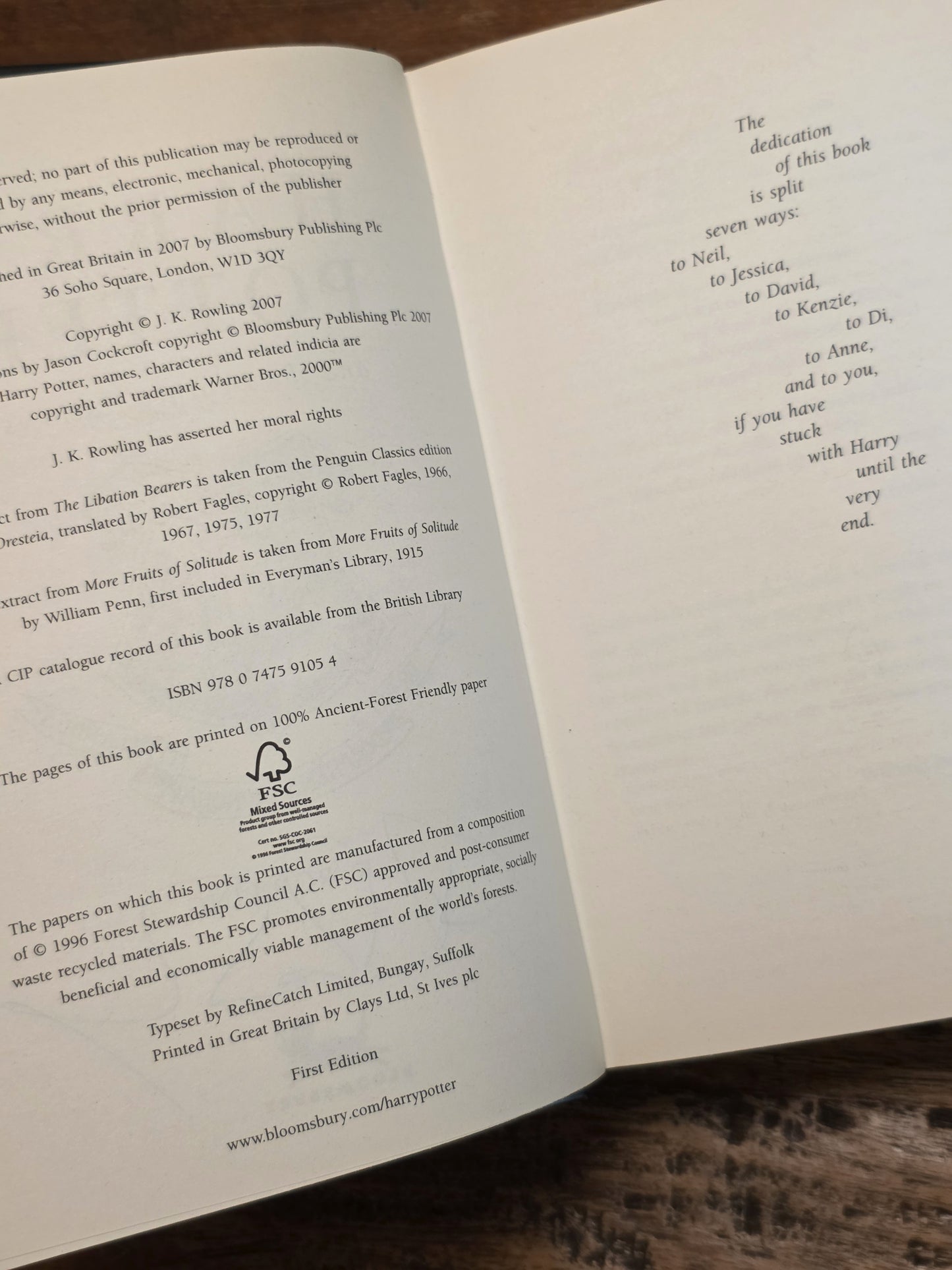 Harry Potter and the Deathly Hallows – signed with Canadian ephemera