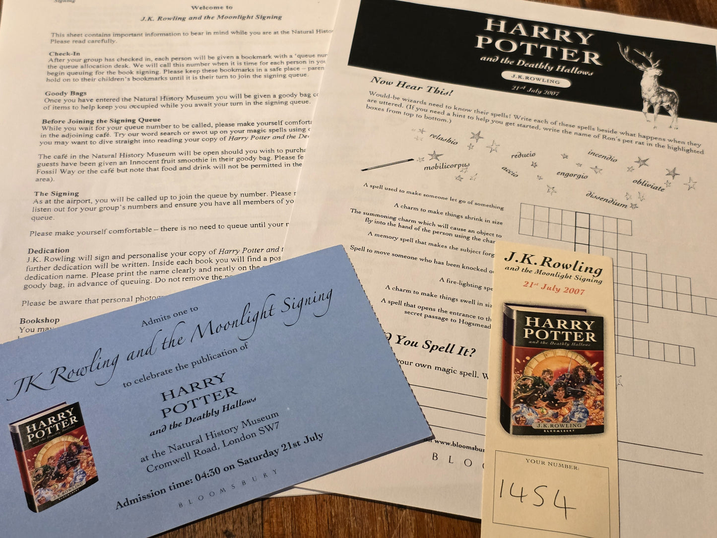 Harry Potter and the Deathly Hallows – Inscribed and signed with Ephemera