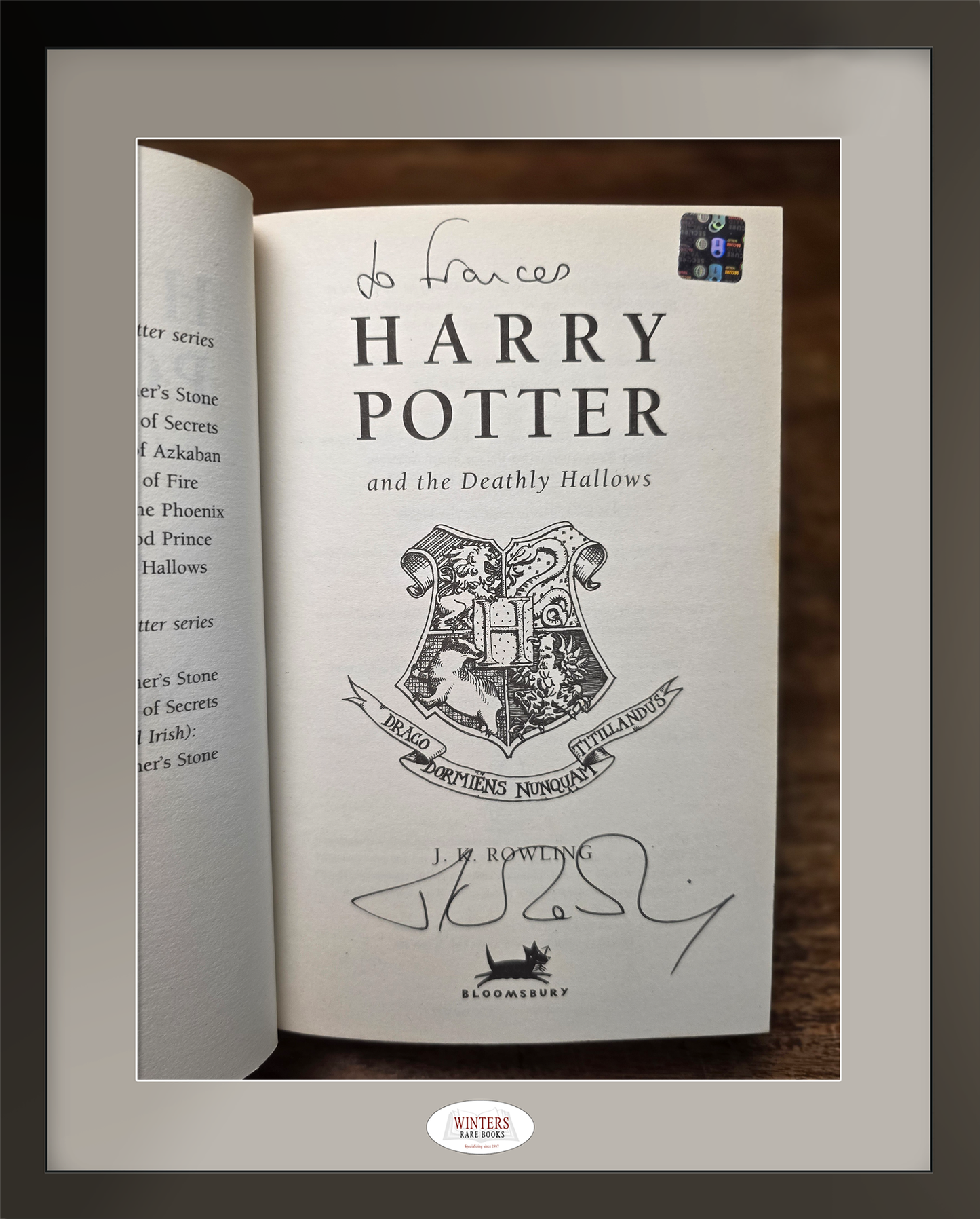 Harry Potter and the Deathly Hallows – Inscribed and Signed with Event Ticket