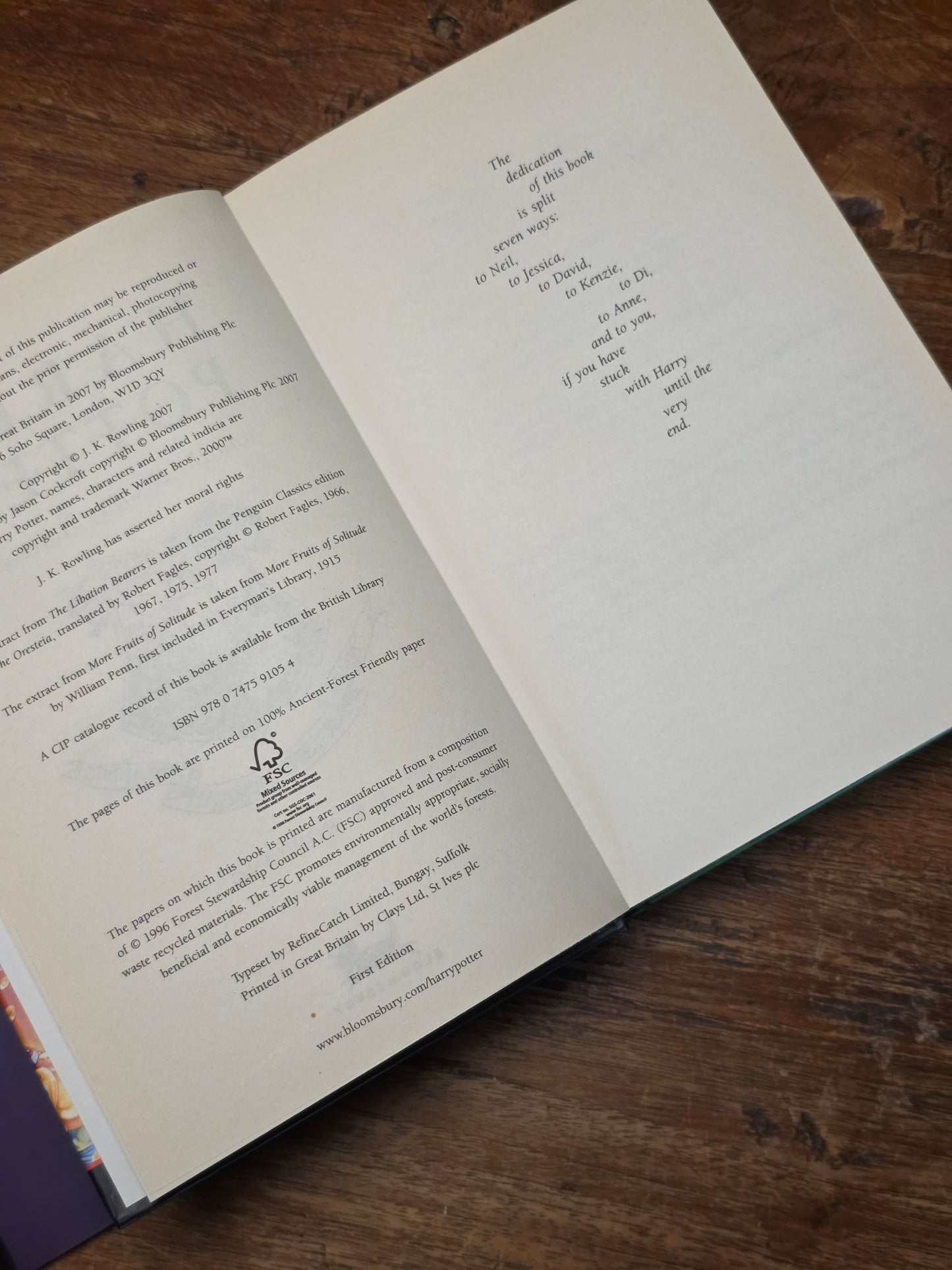 THE HARRY POTTER SERIES - Full set of original hardback first editions,first printings