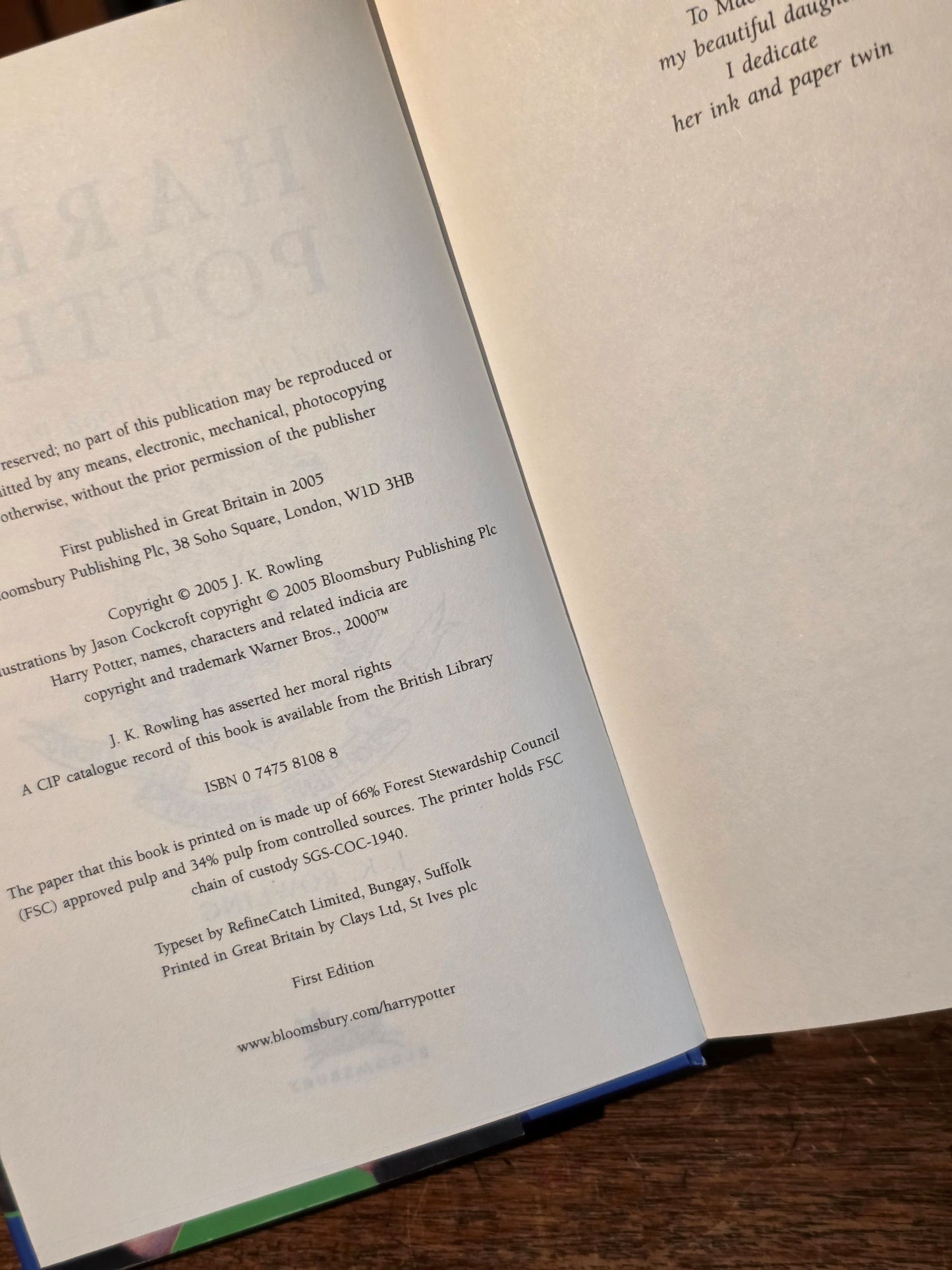 The Harry Potter series – Full set original Hardback first editions, first printings – Scarse 2020 signed J.K. Rowling photo included