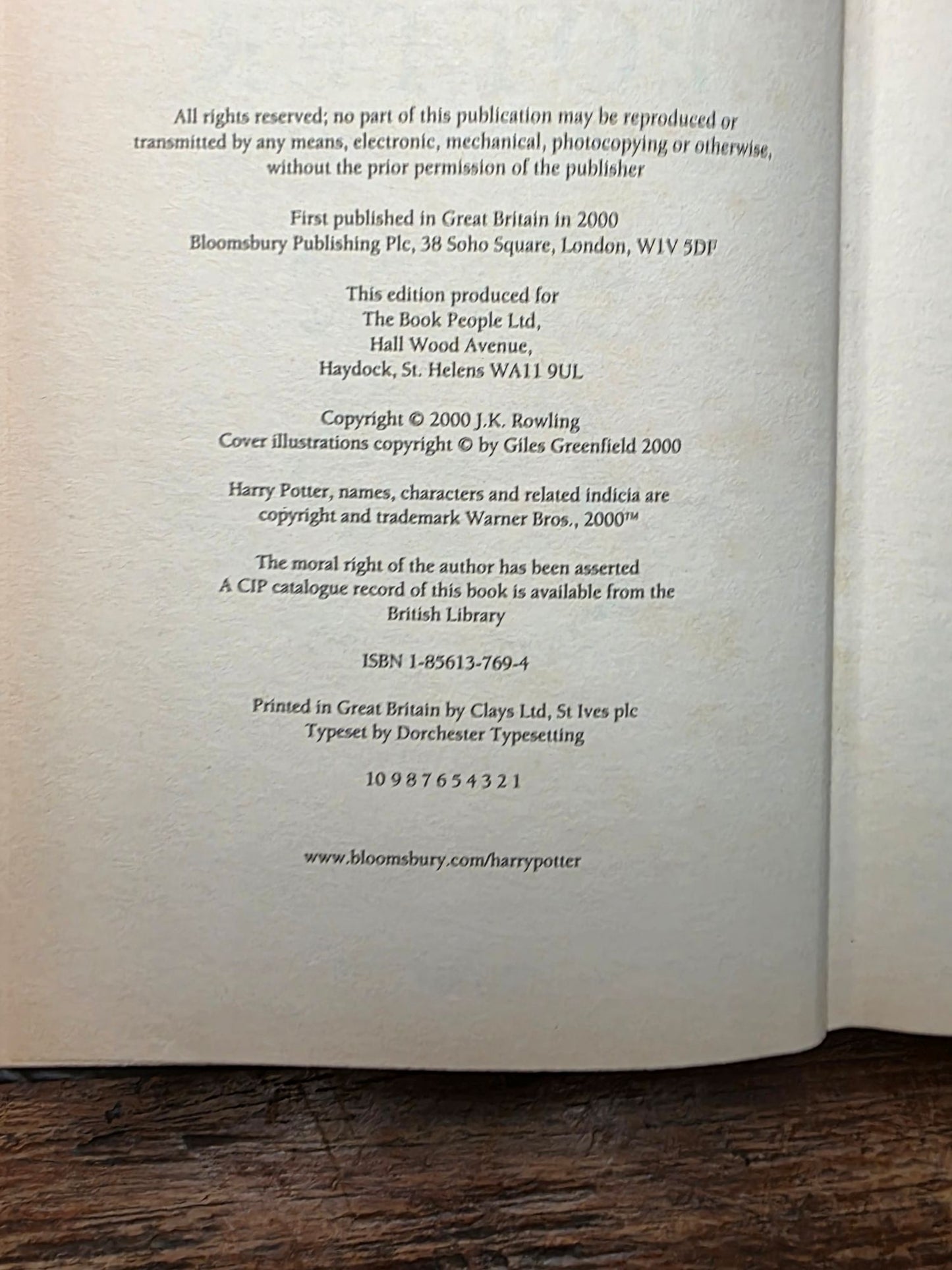 Harry Potter and the Goblet of Fire – Ultra-rare (1/1) inscribed first Ted Smart edition, first printing