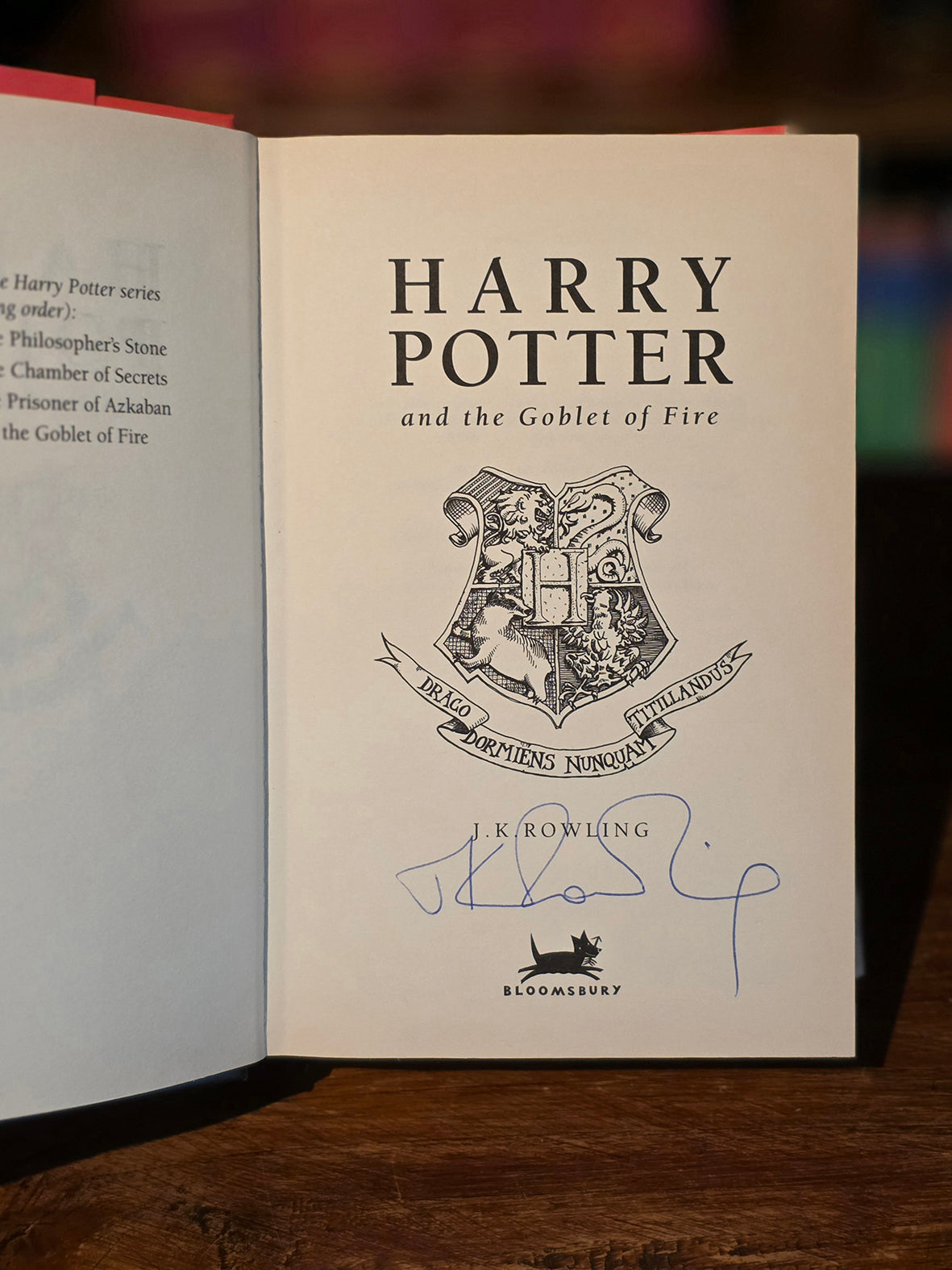 Harry Potter and the Goblet of Fire First UK Bloomsbury edition, first printing — signed