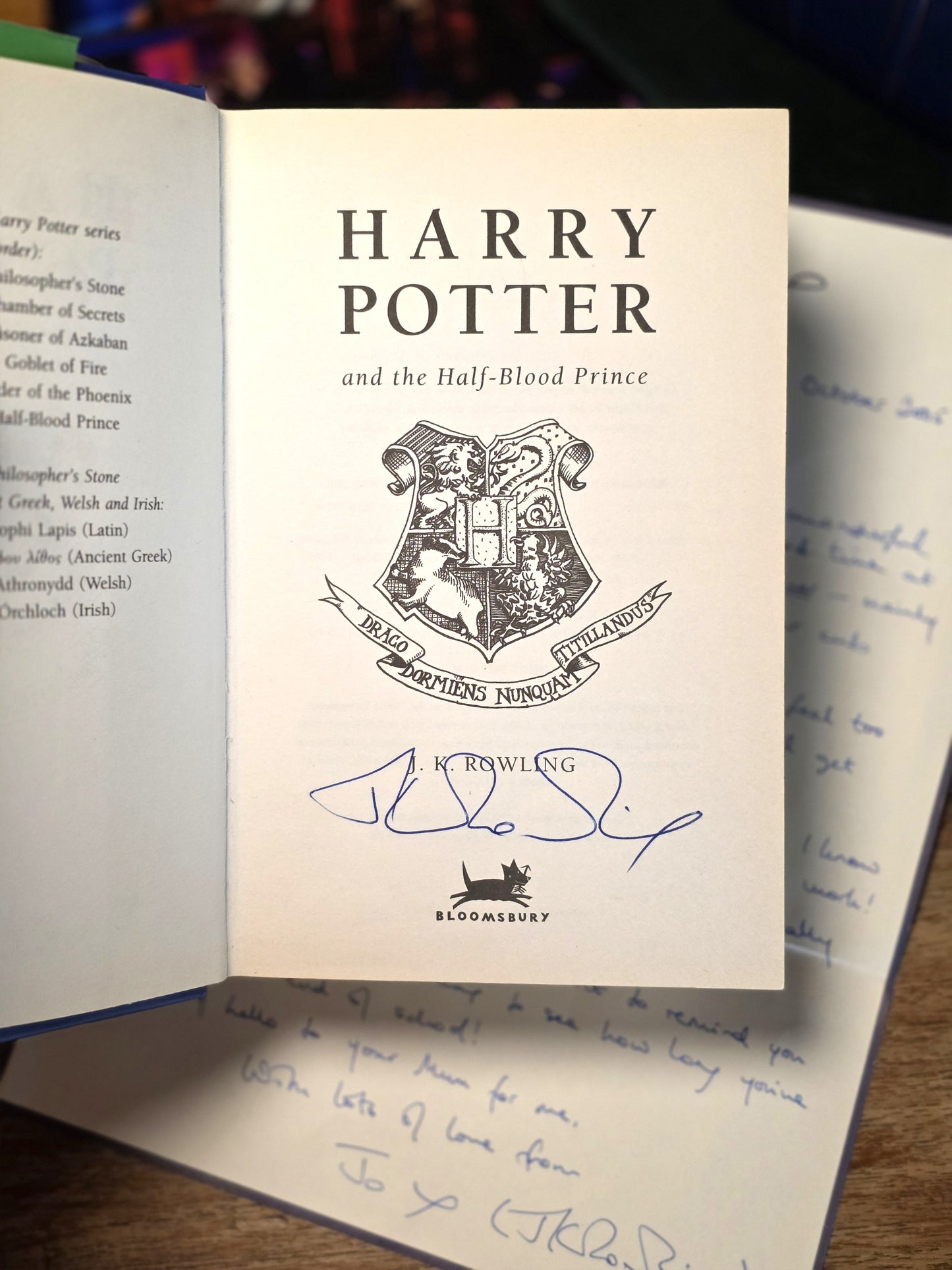 Harry Potter and the Half-Blood Prince — First Edition, First Printing — Edinburgh Castle Launch Association Copy — with Rowling Autograph Letter, Launch Banner, and Photographs