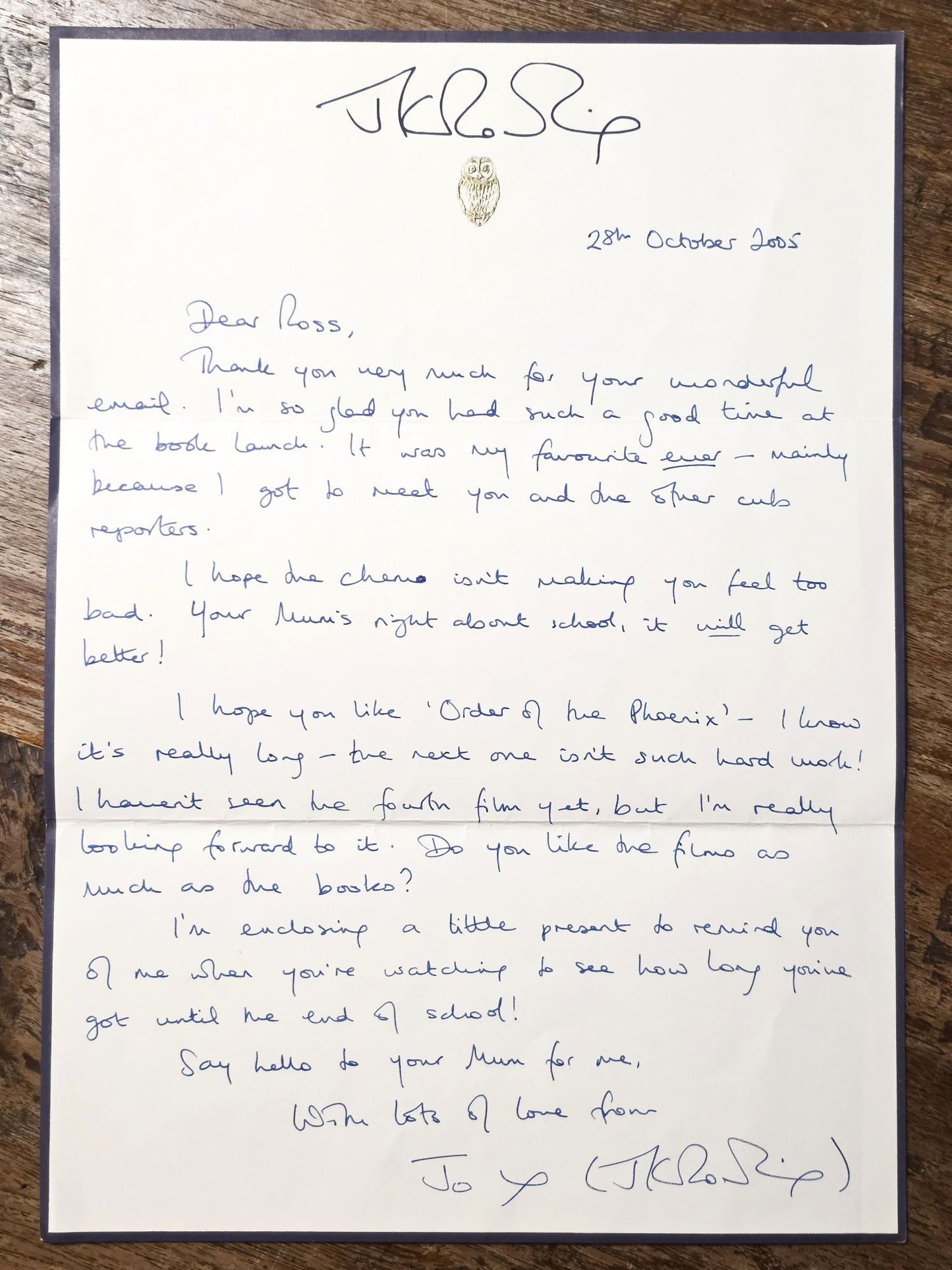 Harry Potter and the Half-Blood Prince — First Edition, First Printing — Edinburgh Castle Launch Association Copy — with Rowling Autograph Letter, Launch Banner, and Photographs