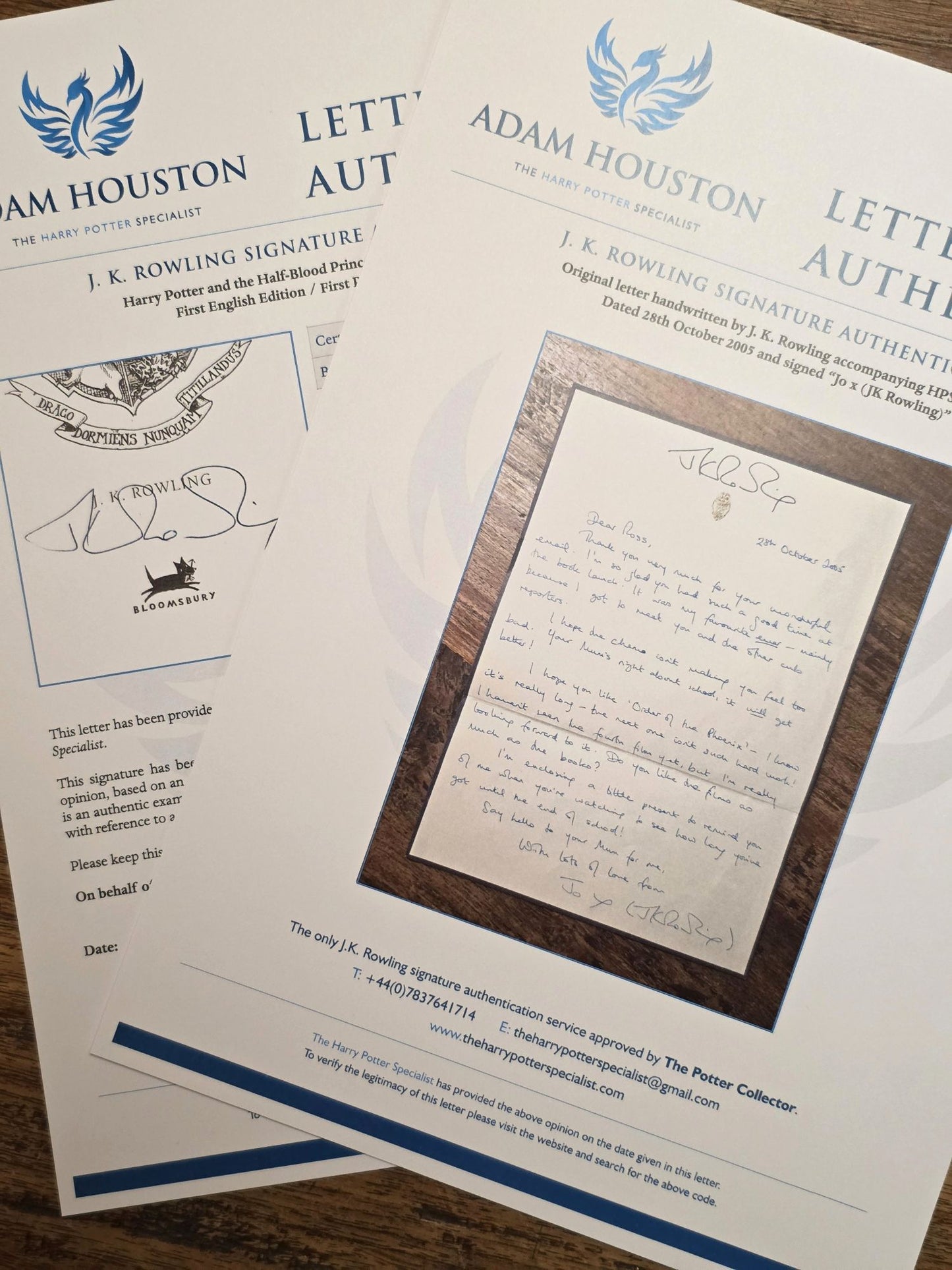 Harry Potter and the Half-Blood Prince — First Edition, First Printing — Edinburgh Castle Launch Association Copy — with Rowling Autograph Letter, Launch Banner, and Photographs