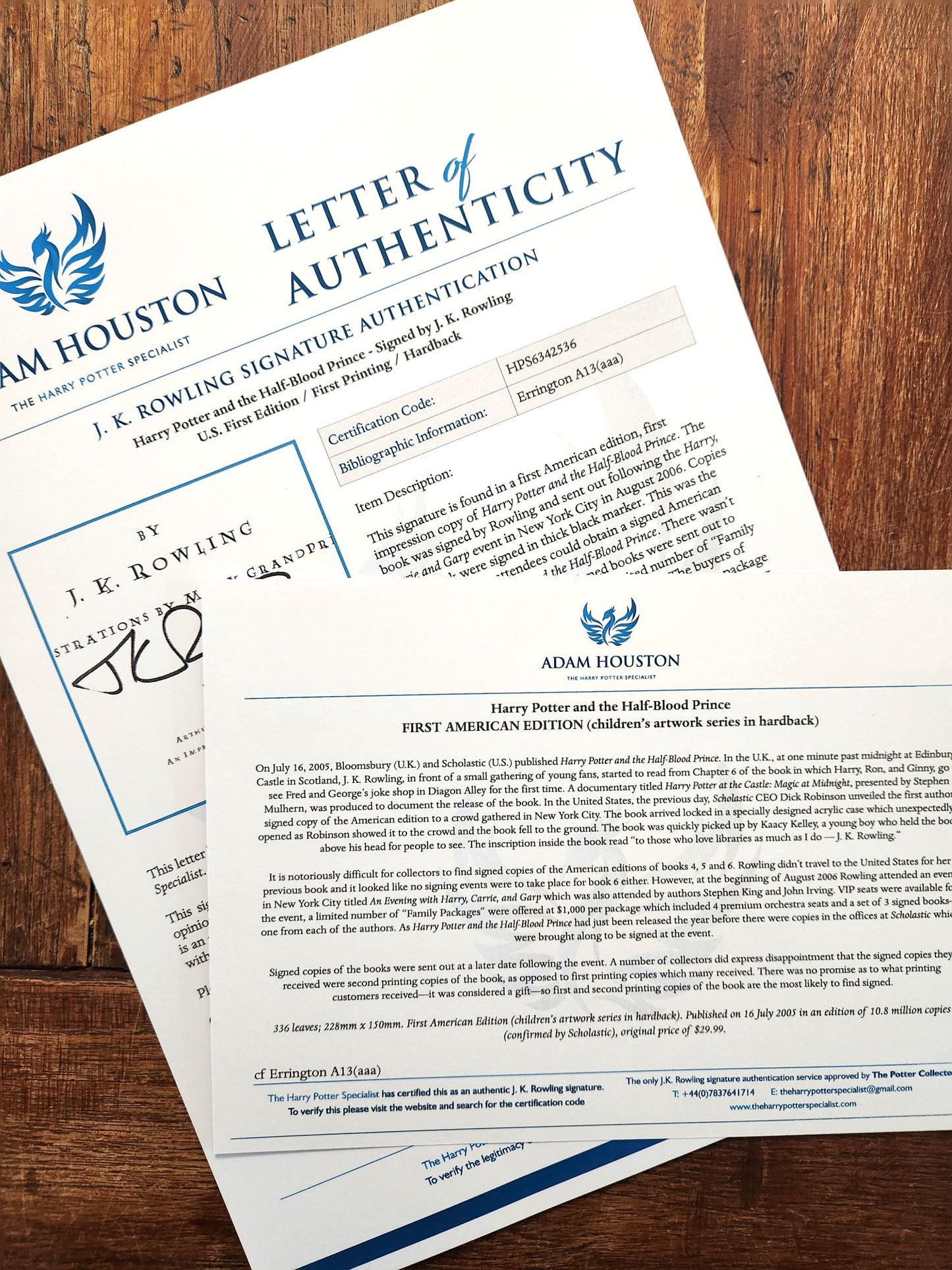 Harry Potter and the Half-Blood Prince – Signed first US printing