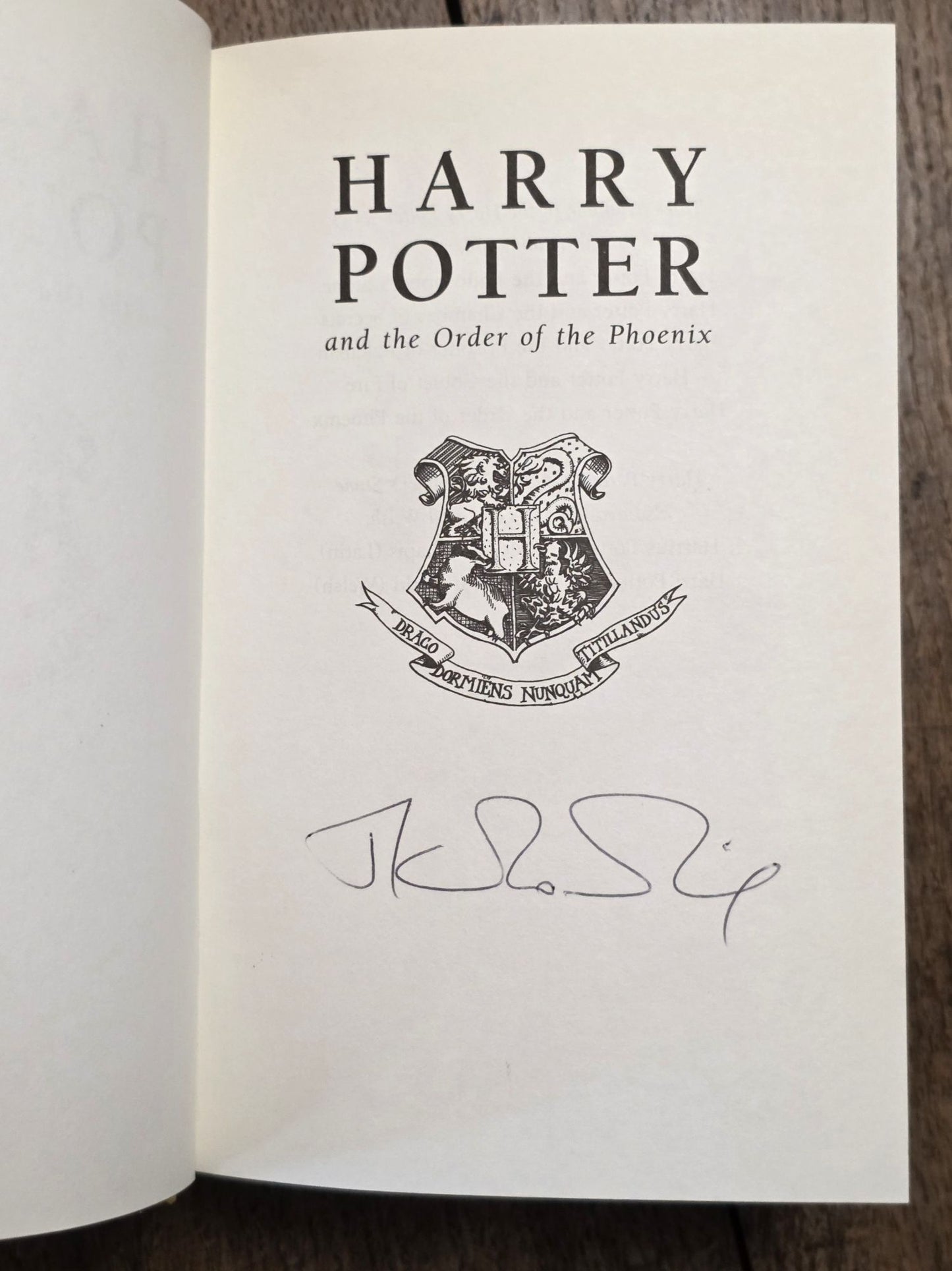 Harry Potter and the Order of the Phoenix – Signed first edition