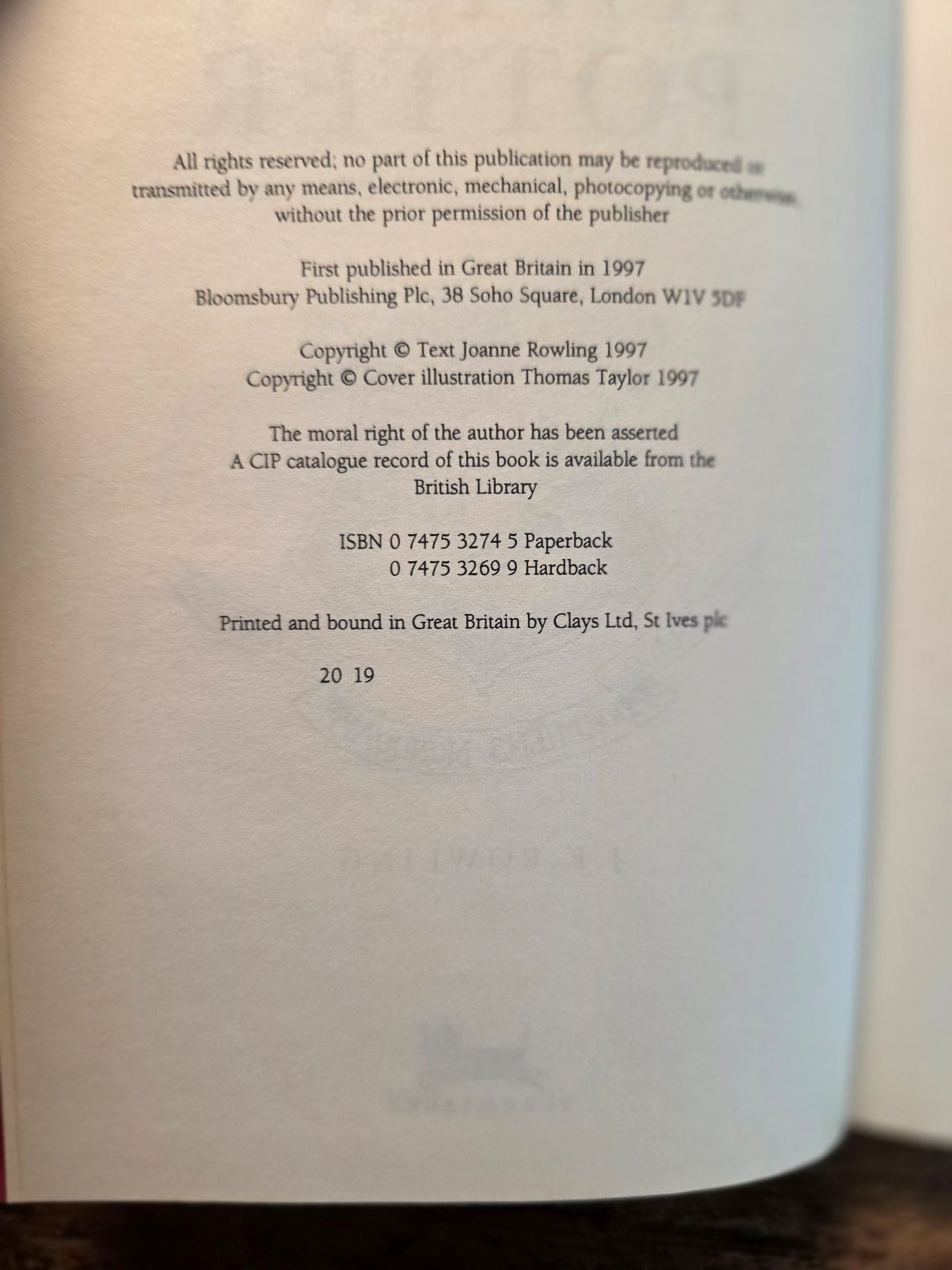 Harry Potter and the Philosopher’s Stone – 19th printing