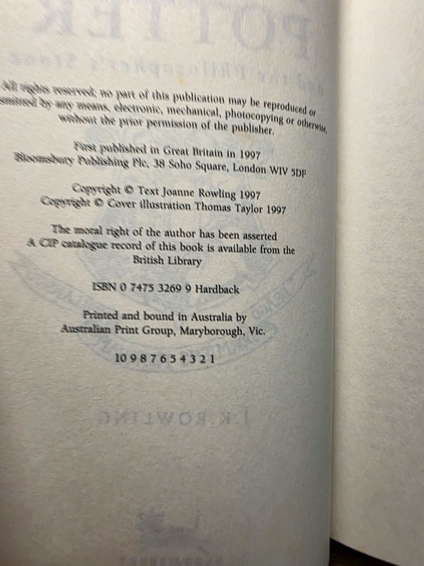Harry Potter and the Philosopher’s Stone - First Australian edition, first printing