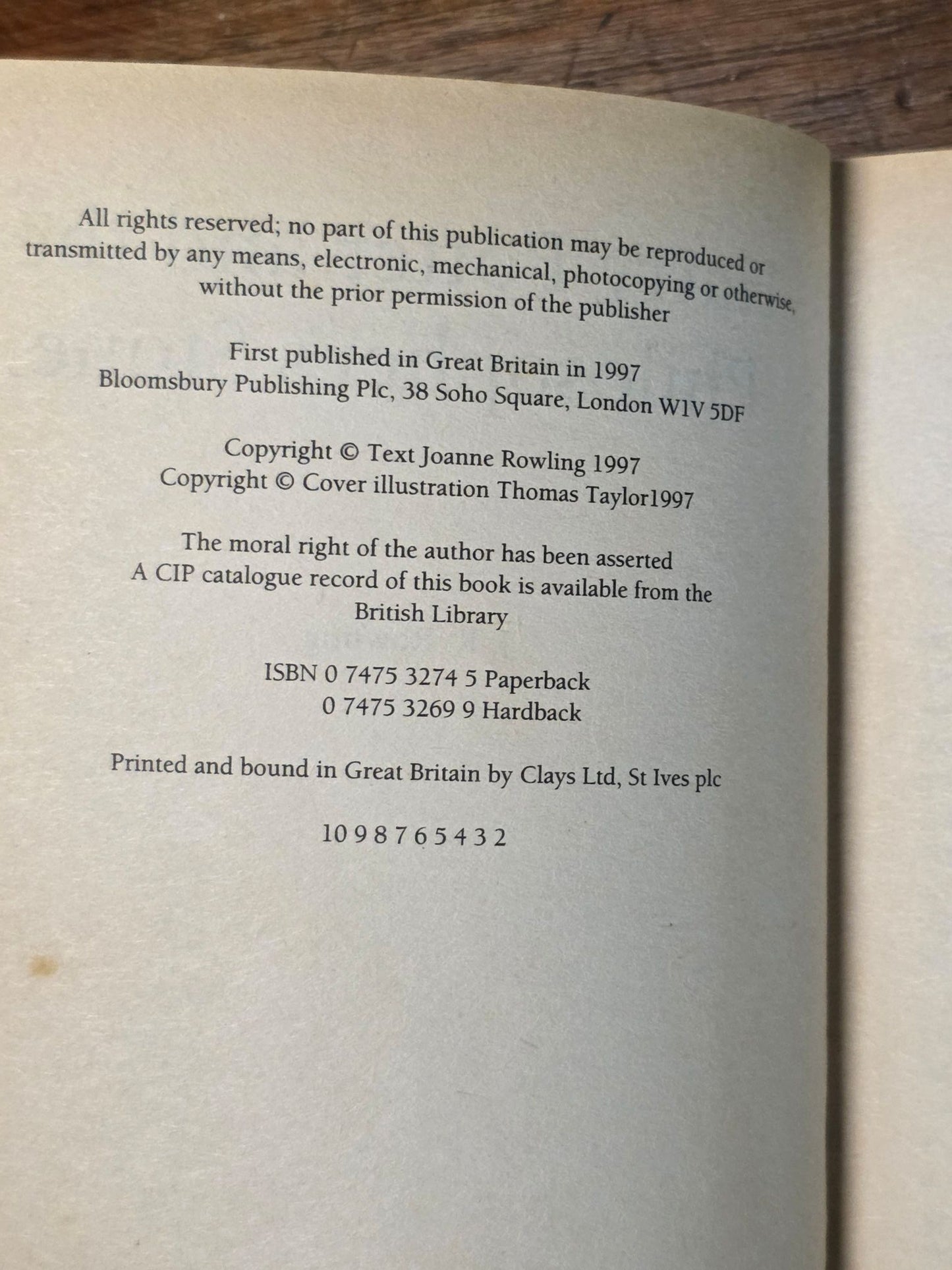 Harry Potter and the Philosopher’s Stone – second paperback printing
