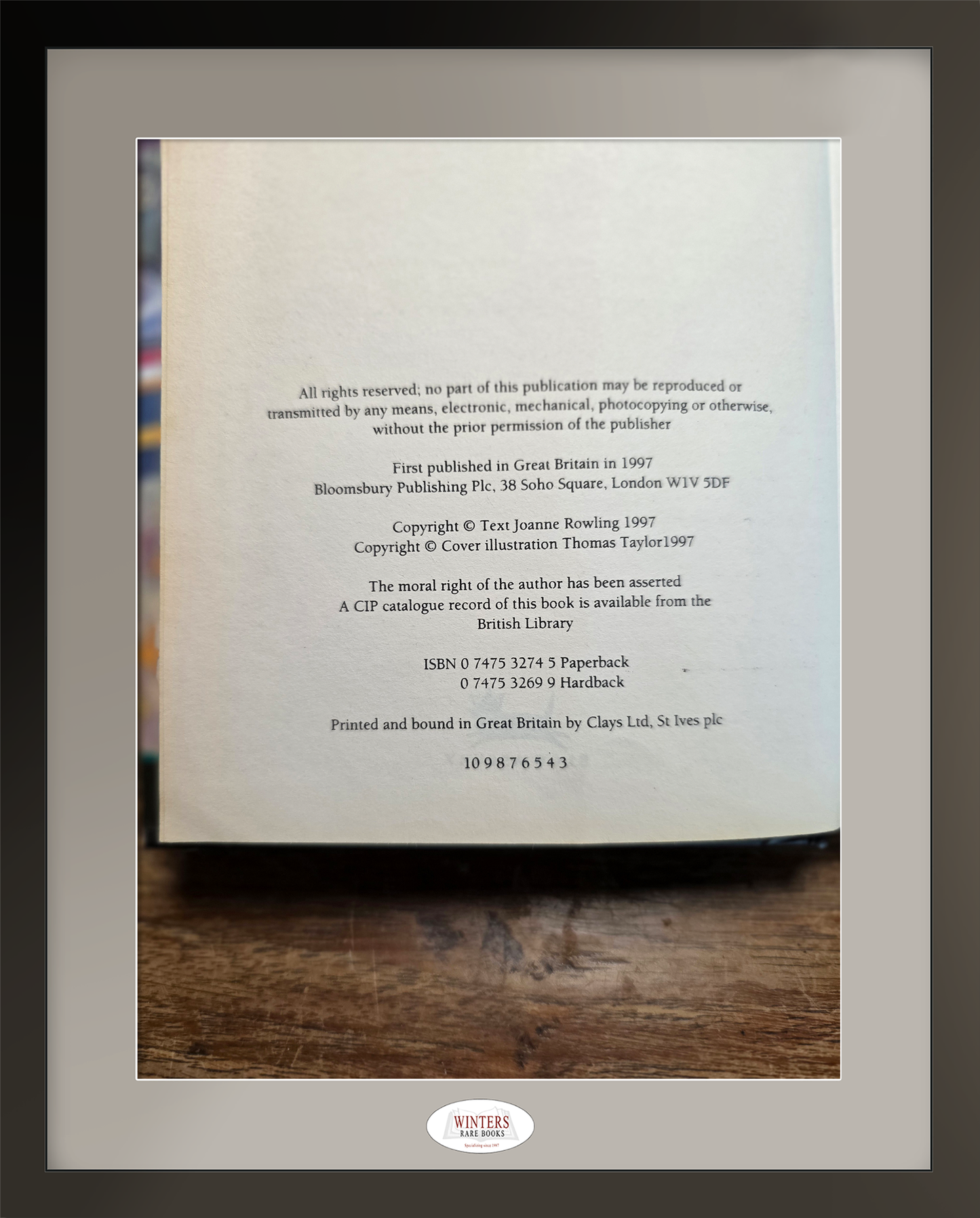 Harry Potter and the Philosopher’s Stone, first Hardback edition, third printing