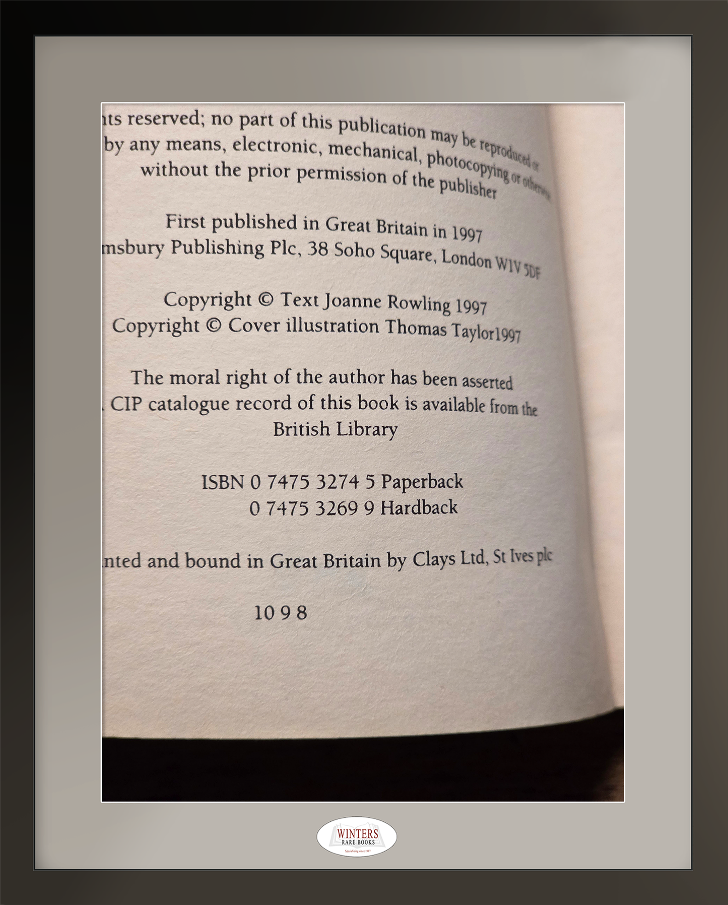 Harry Potter and the Philosopher’s Stone –  scarce 8th UK softcover Printing