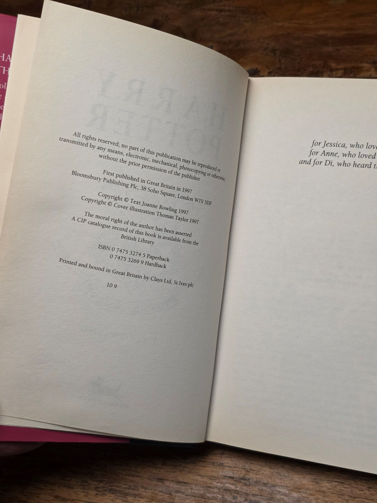 Harry Potter and the Philosopher's Stone -  First UK edition, 9th hardback printing with rare double ‘1 Wand’ error