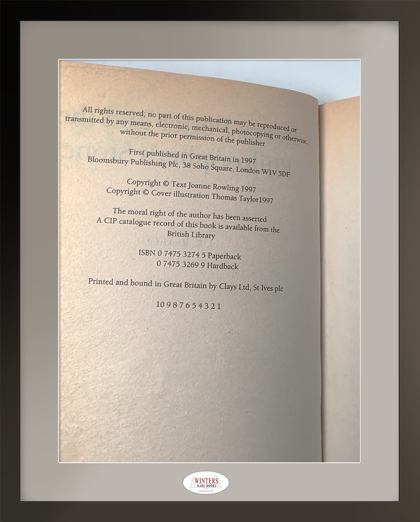 Harry Potter and The philosopher's Stone – First paperback edition, first printing